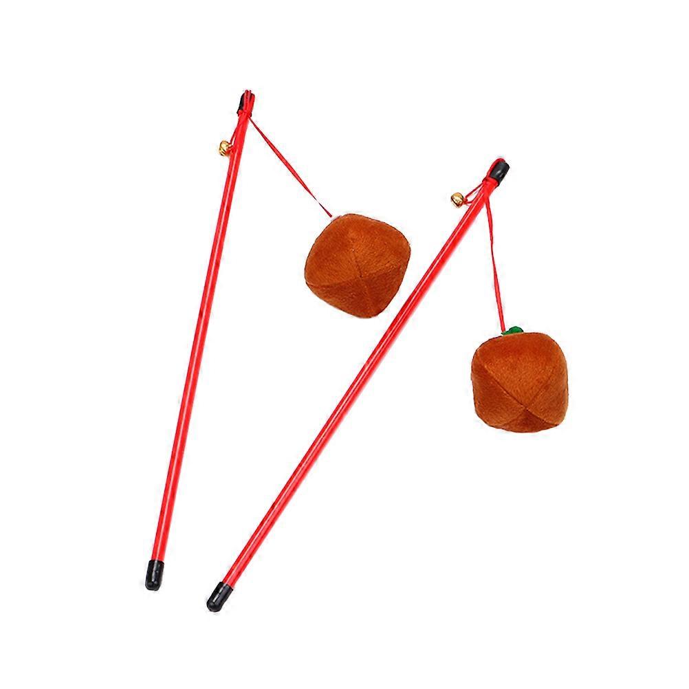 2pcs Pumpkin Cat Teaser Stick with Replaceable Ball – Interactive Play Pole for Indoor Cats – Great for Playtime & Christmas