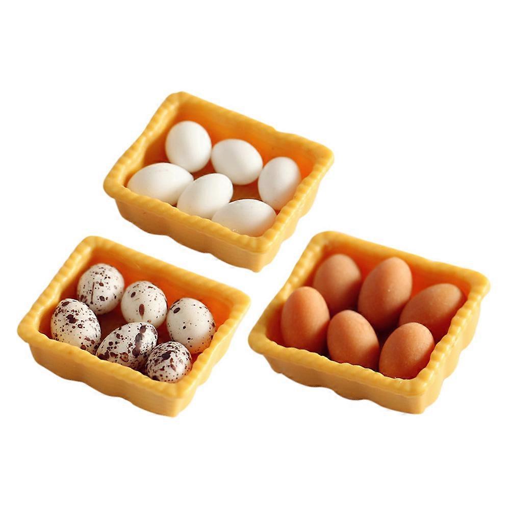 3 Sets Mini Egg Models Set Simulated Egg Boxes Kit for Pretend Play, Home Decor & Photography, Lightweight Mini Food