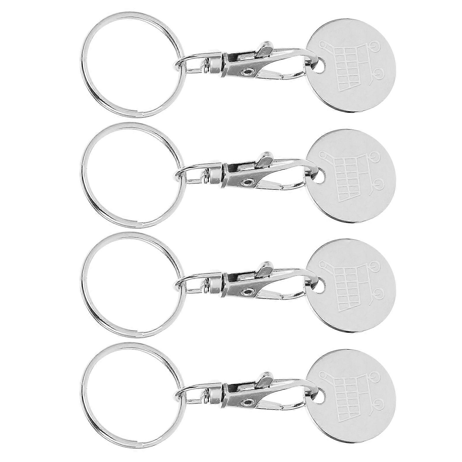 4pcs Shopping Trolley Token Keychain for Supermarket Carts – Compact and Convenient Key Ring Holder for Easy Access