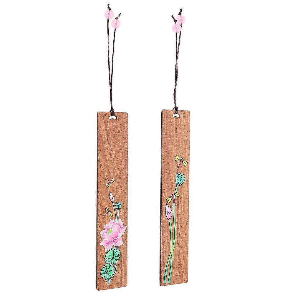 Creative Traditional Chinese Style Bookmarks Lotus Shape Page Markers Assorted Color 2Pcs