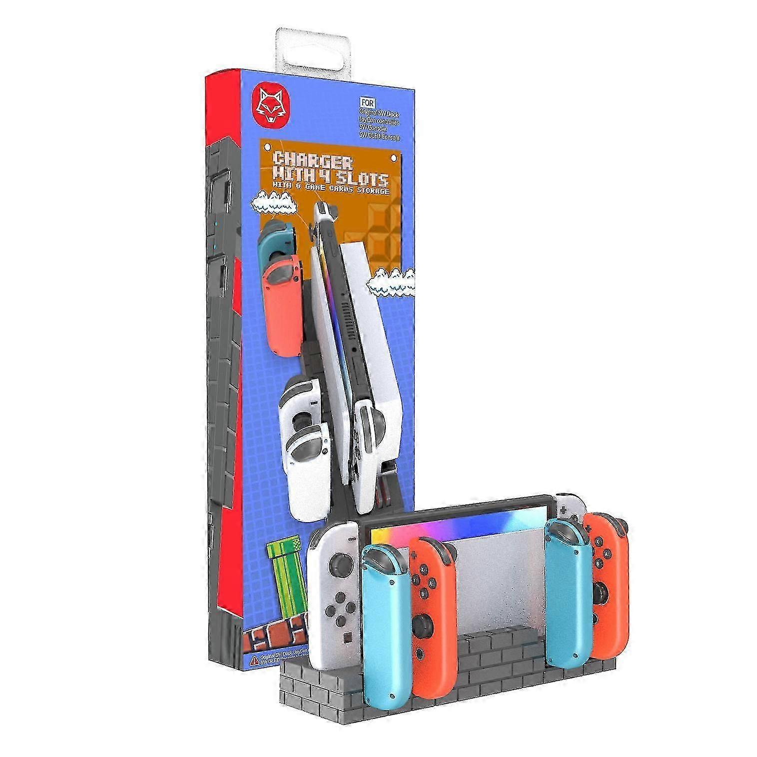 Black Switch/switch Oled Base Joycon Handle Charging Bracket Handle Charging Base With 8 Game Card Slots