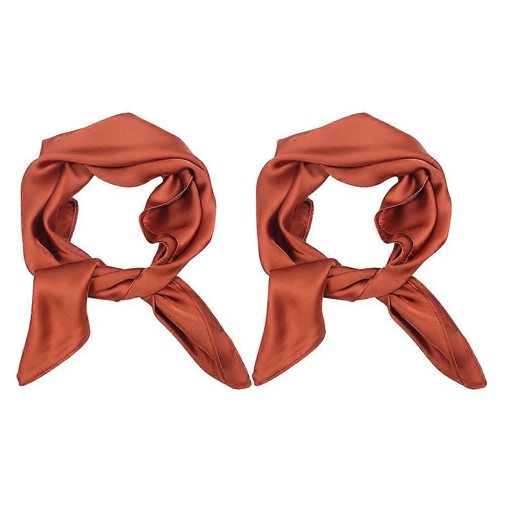 Neck Scarf Women Fashionable Square Scarf For Travels Multi-Functional Wear Chocolate Color 68.00X68.0cm 2Pcs
