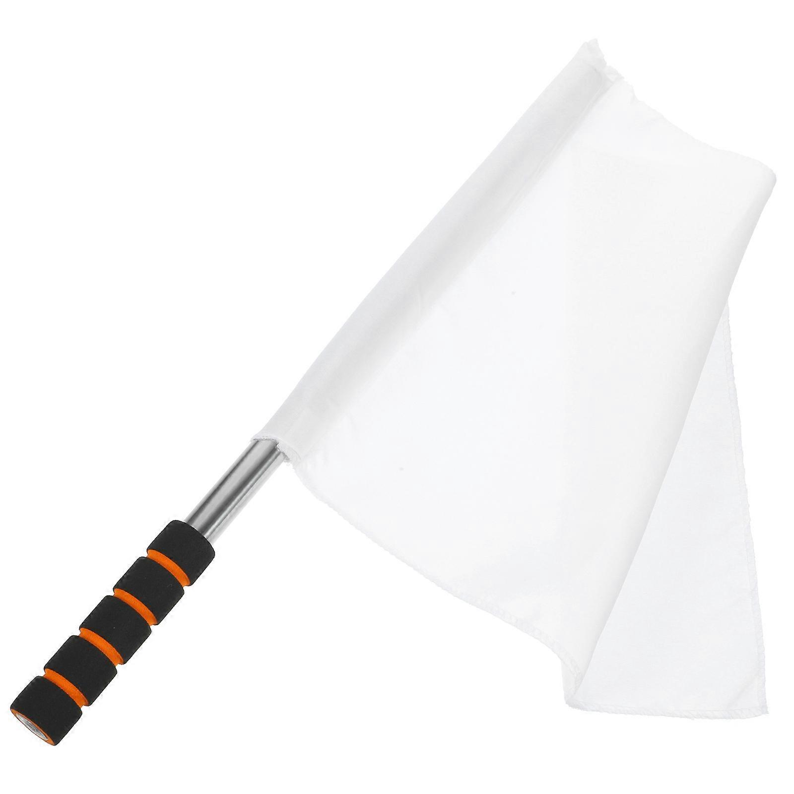 Flag Handheld Competition Referee Flag Sports Events Rectangular White 46x34cm -Skid Handle 1Pcs