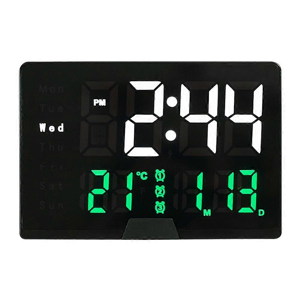 Digital Alarm Clock with LED Display, Multi Function Electronic Clock for Bedroom & Living Room, Temperature & Week Display, Silent Operation,