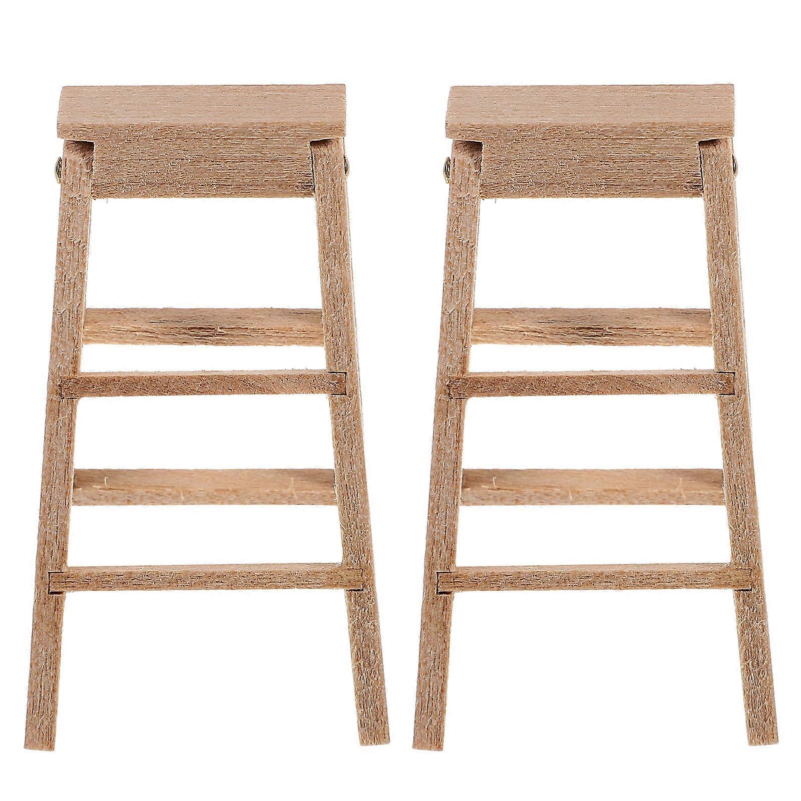 Miniature Ladder For Dollhouse Tiny House Ladder Mini Folding Ladder Dollhouse Decoration Light Brown 5.4x2.5cm Decorative 2Pcs