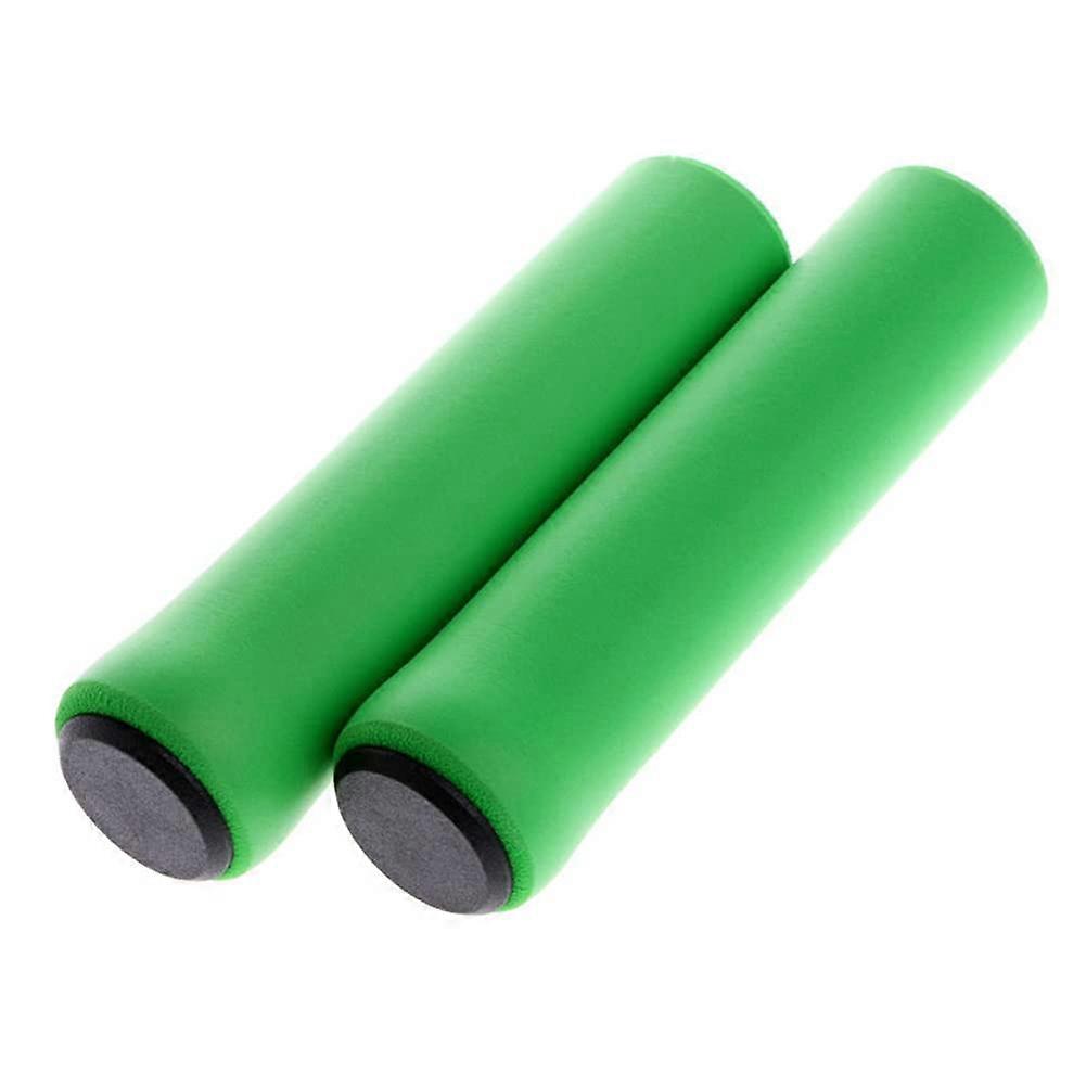 Bicycle Handlebar Grips 1 Pair, Silicone Foam, Non-Slip for MTB BMX Road Bike, Soft Comfort, Green, One Size