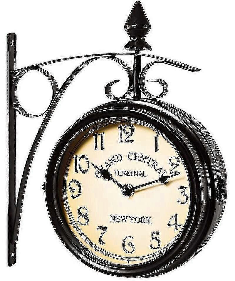 Wrought Iron Garden Clock Handcrafted Station Clock