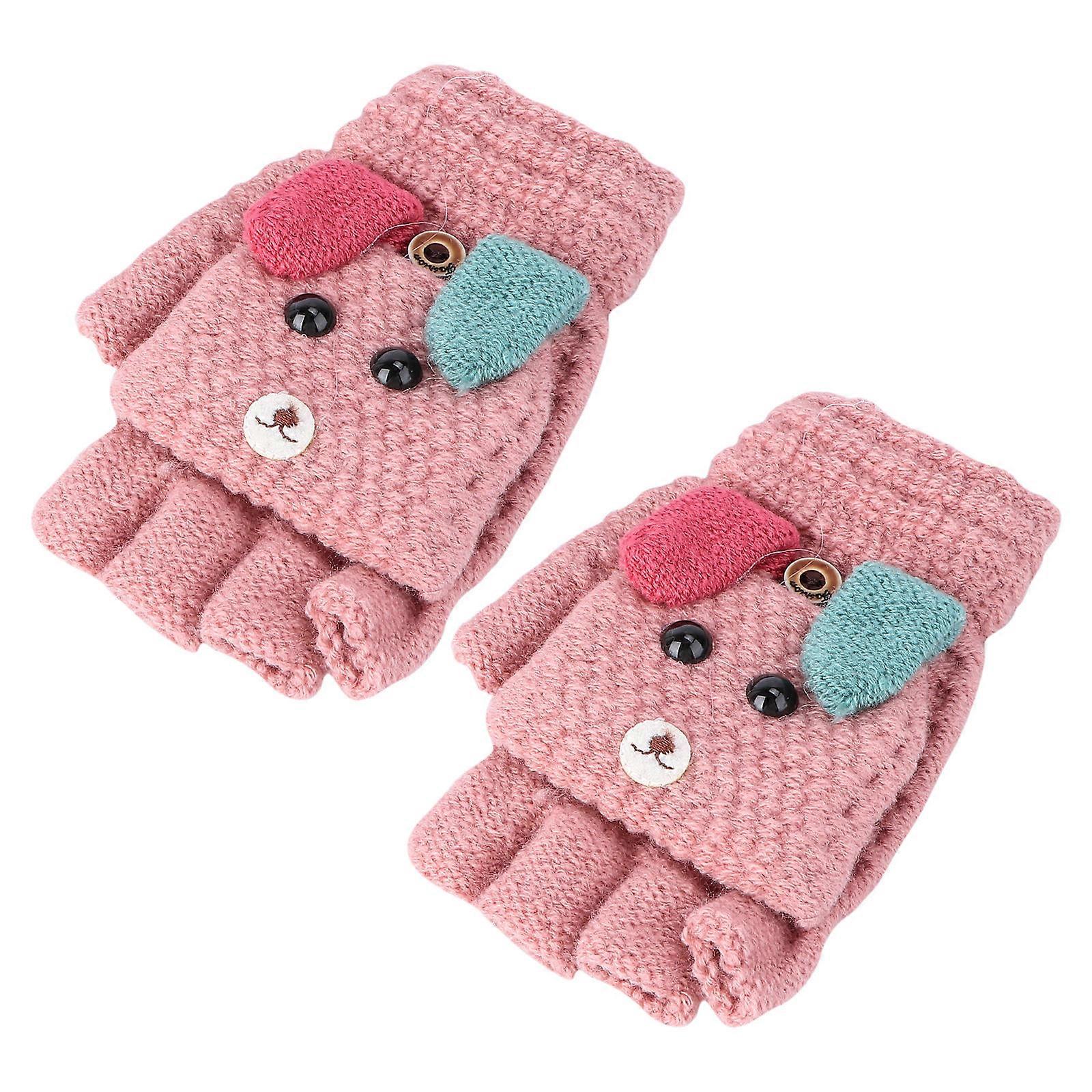 Hand Knitted Animal Mittens Kids Knitted Gloves Rosy M Imitation Cashmere Warmth 1 Pair