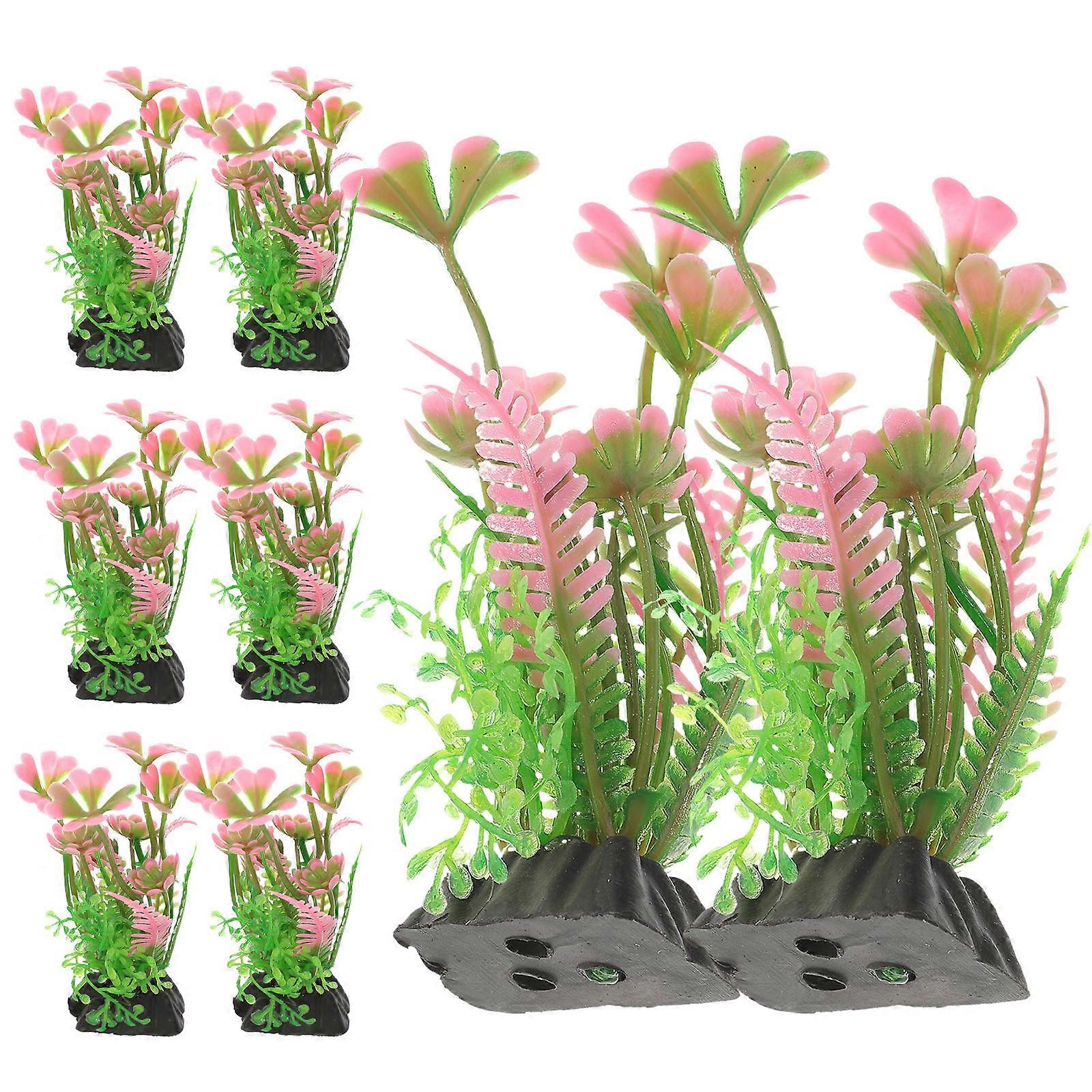 Plastic Aquarium Plants Fish Habitat Decorations for Reptile Tank 10x3cm Green Plant-Like Shape 10Pcs