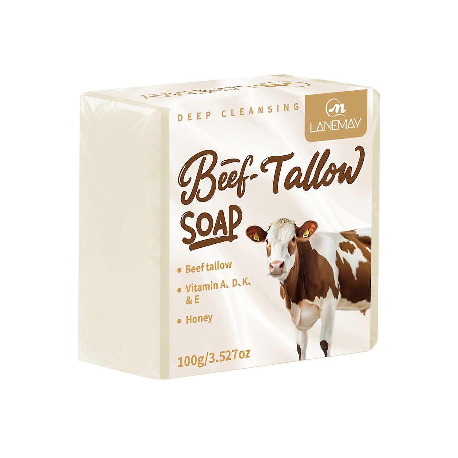 Beef Tallow Soap Bar, All Natural Grass-Fed Tallow Soap, Moisturizing Face & Body Wash, Handcrafted Bath Soap Great for Dry, Itchy, Sensitive Skin, 10