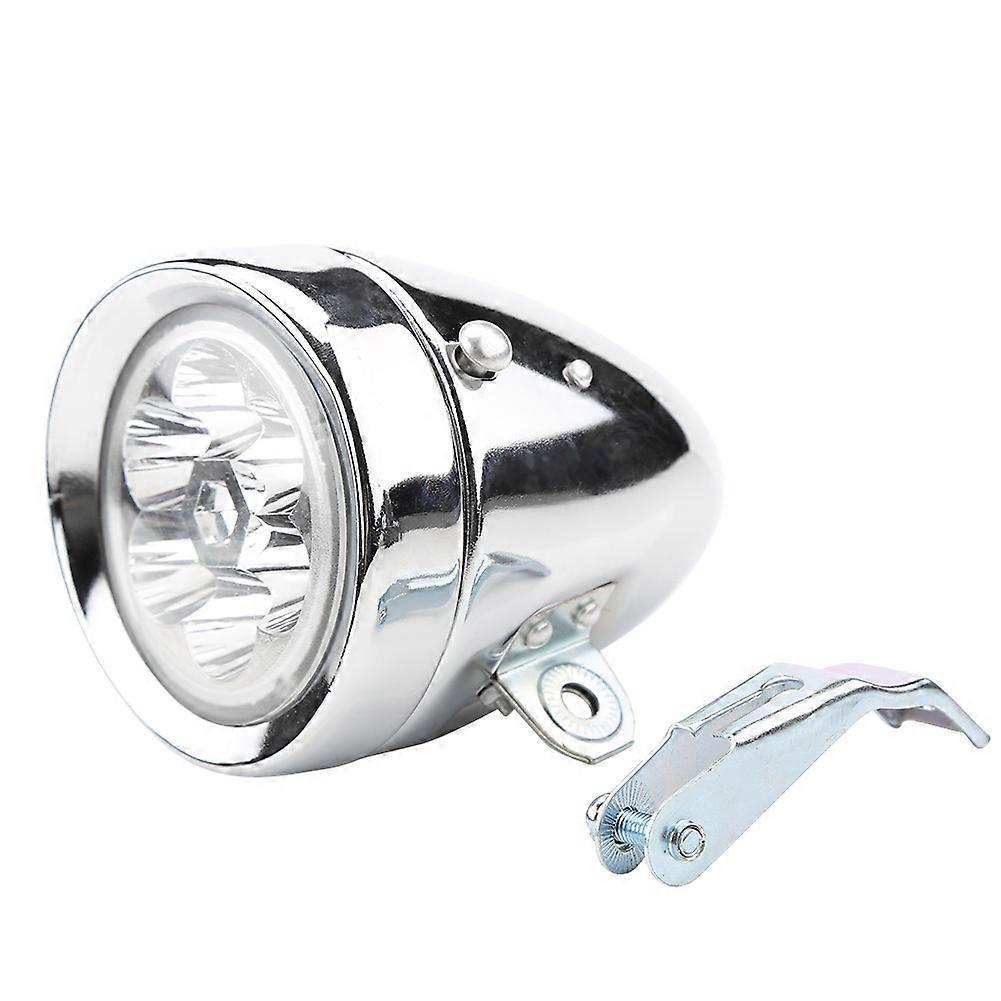 Vintage 6 LED Bike Front Light with Bracket Silver Flashlight