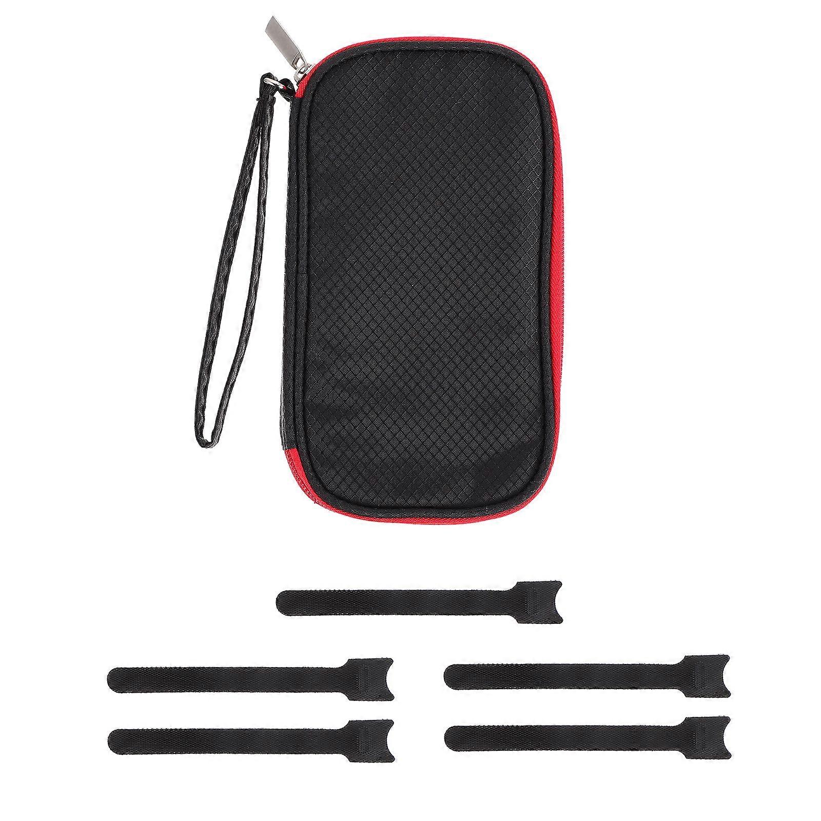 USB Cable Organizer Bag for Travel – Portable Storage Pouch for Chargers, Earphones, and Digital Accessories – Black/Red with Elastic Compartments