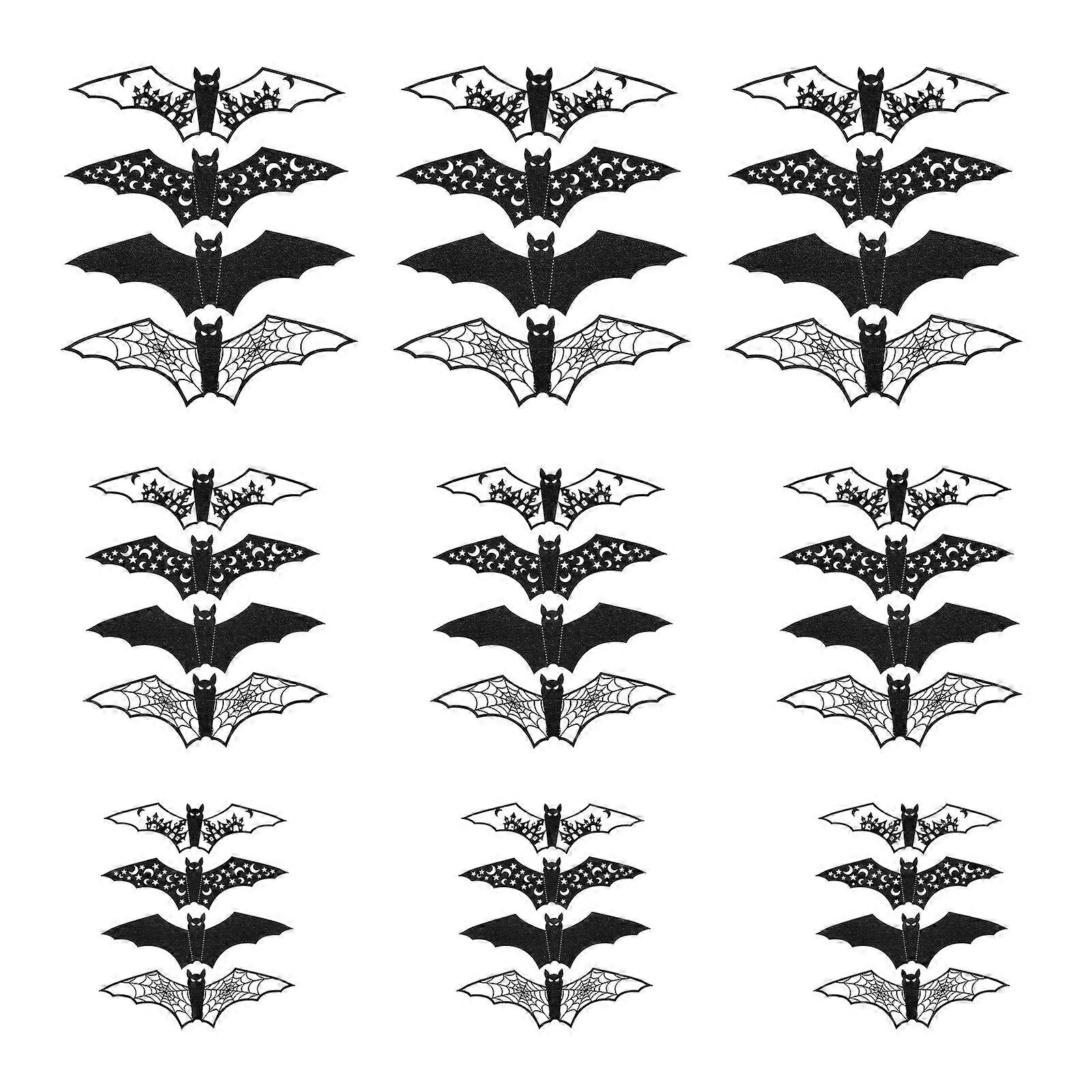Wall Decoration Halloween Bats Decorations Bat Shape Paper Black 1Set