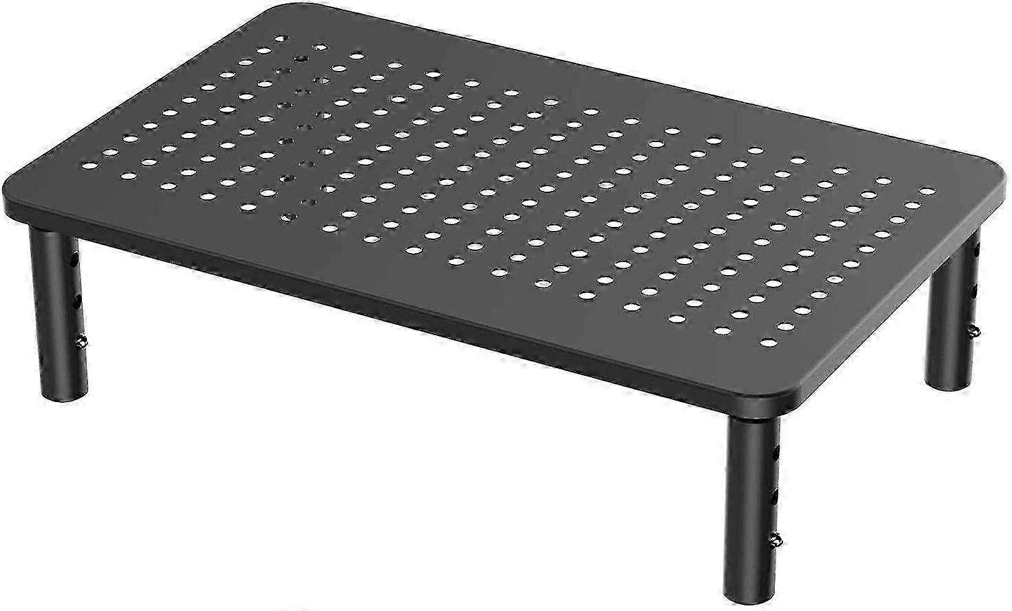 Height Adjustable Laptop PC Monitor Stand with Sturdy Black Metal Frame. Stylish Riser with Non-Slip Rubber for Enhanced Stability.