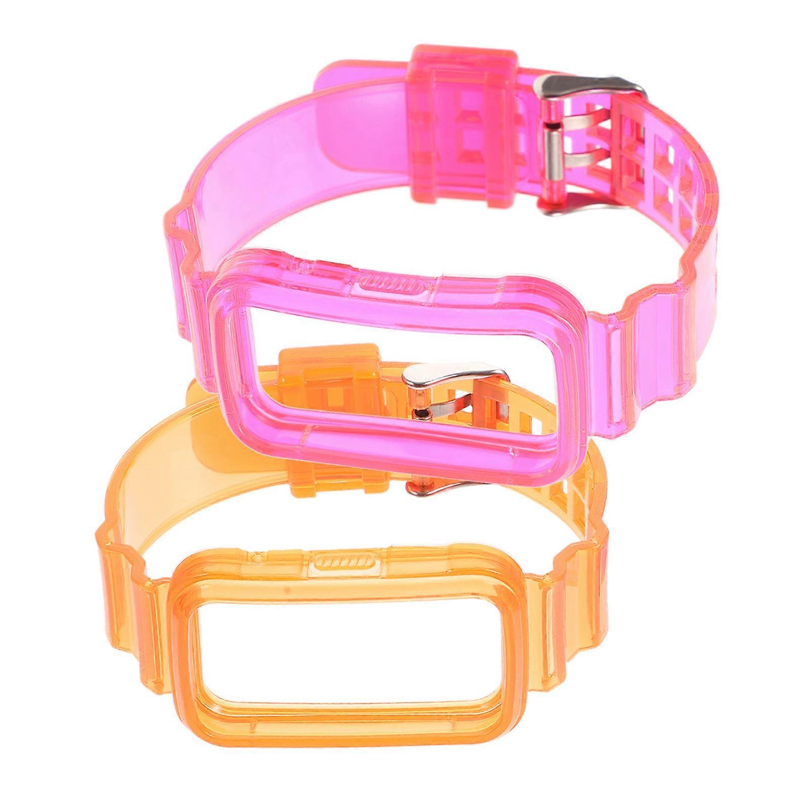 Transparent Rose Red Watchband TPU Material For Watch Fit 2 Wedding present 2Pcs