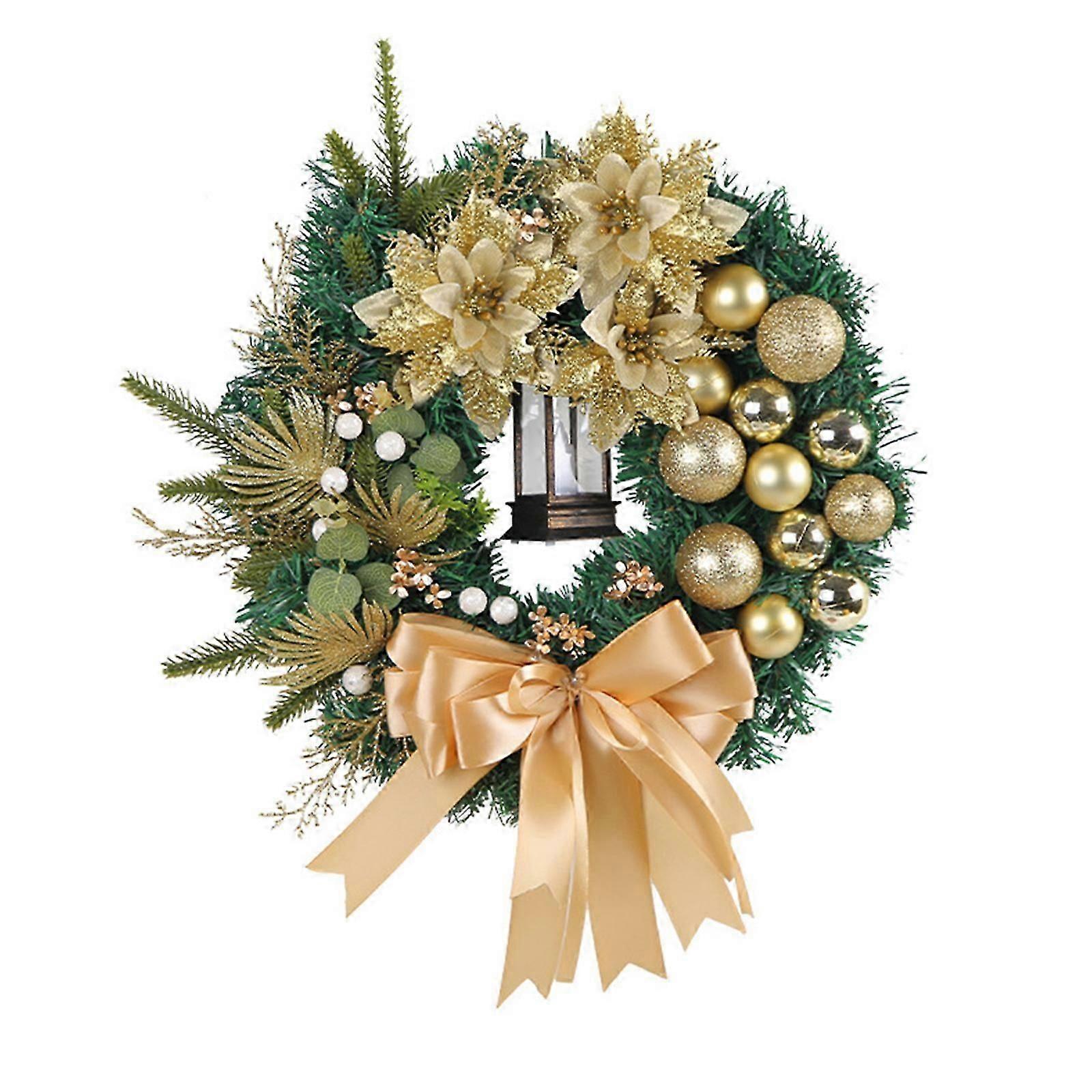 クリスマスリース、玄関、装飾、ゴールデン、クリスマスボール、松葉、花輪、2024年、クリスマス、ガーランド、オーナメント