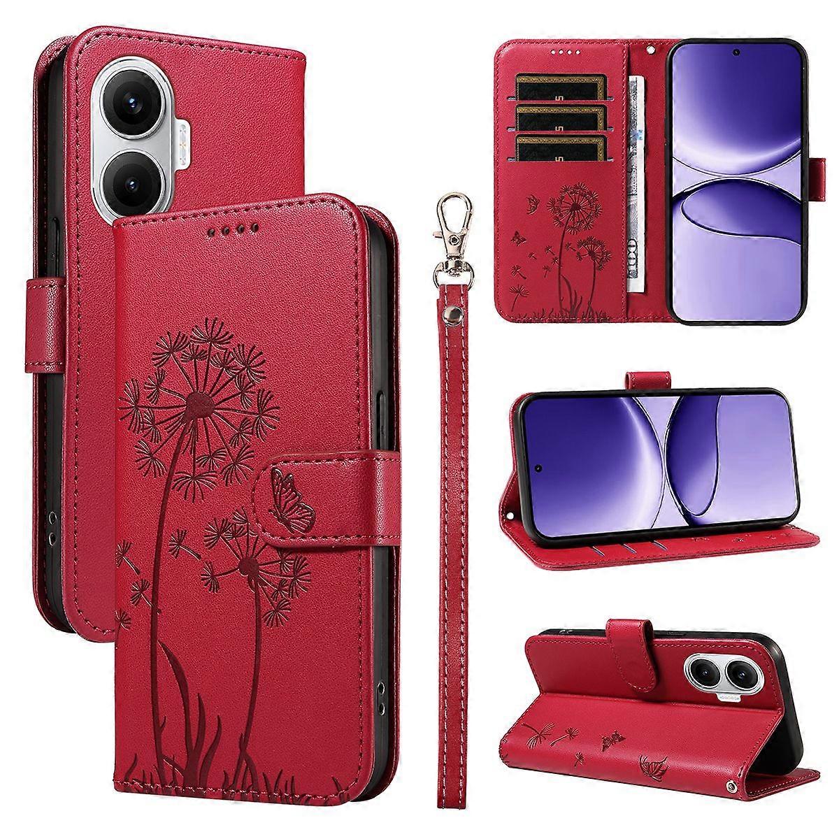 For Xiaomi Poco F7 5G Leather Wallet Case with Strap Dandelion Imprint Phone Stand Cover