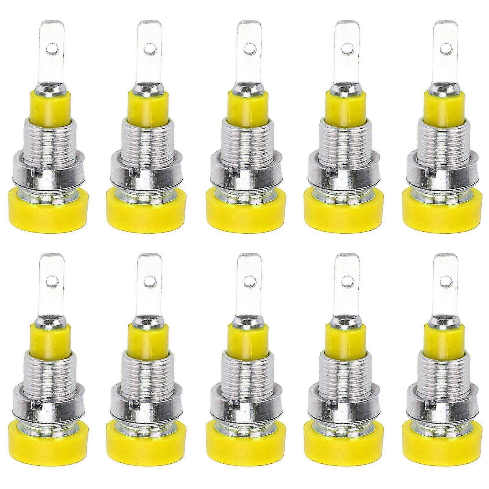 10Pcs 2mm Banana Socket Brass Panel Socket Connector Terminals for Electronic Equipment Yellow