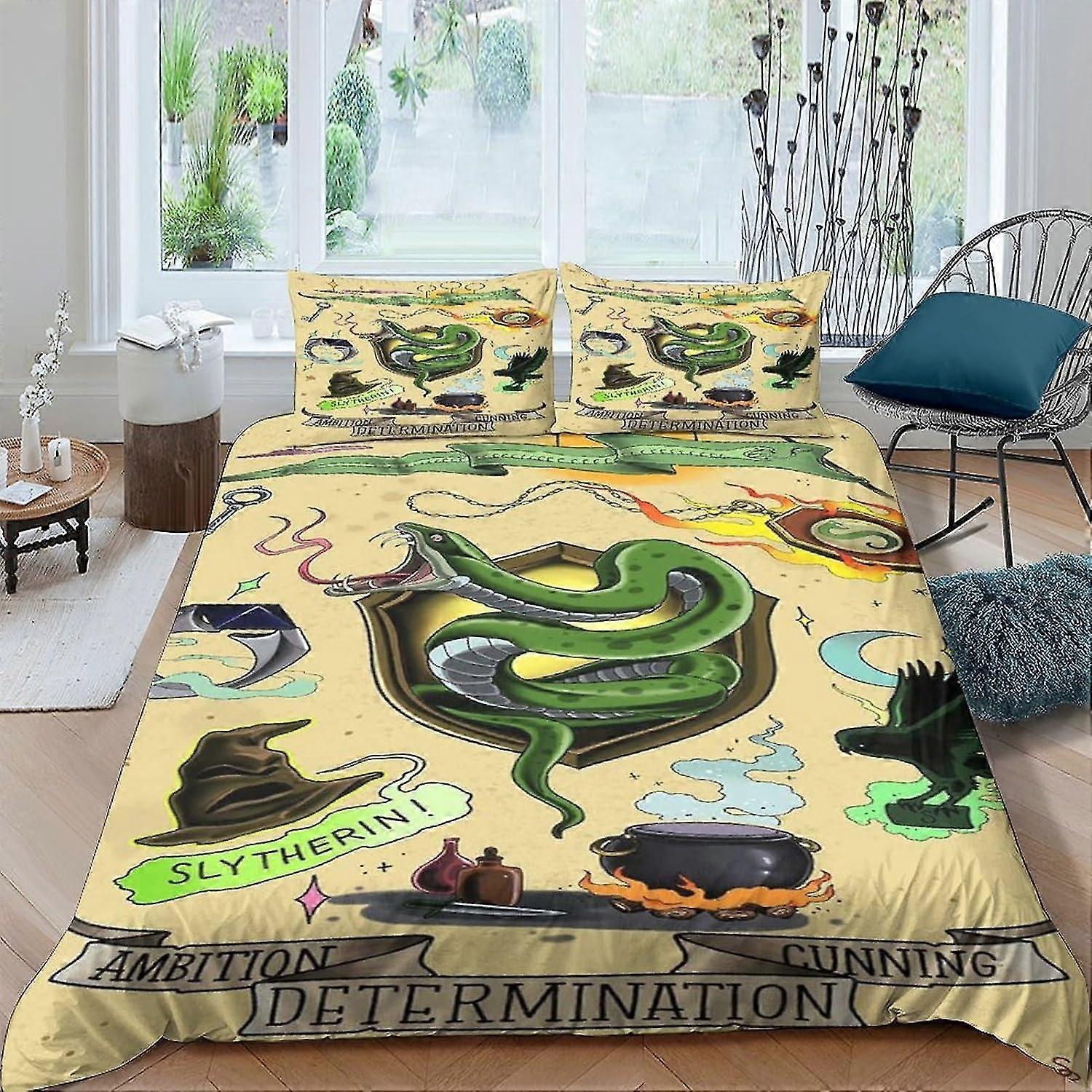 3D Snake Bedding Set Microfiber Duvet Cover with Pillow Cases for Double Bed