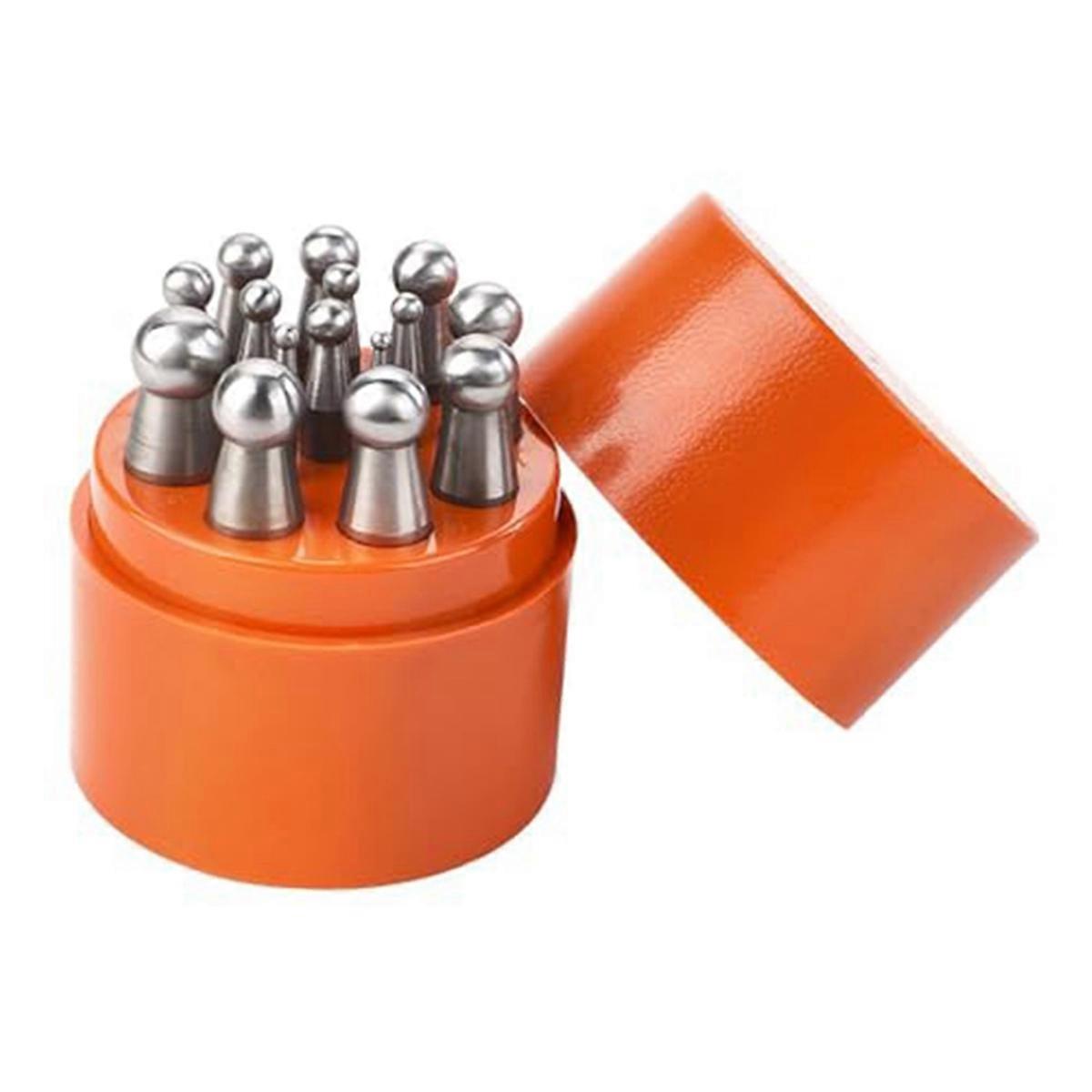 Doming Block Punch Set, Dapping Punches Processing Crafting Metal Forming Tools Stamping Tools for Shaping Beads 15PCS