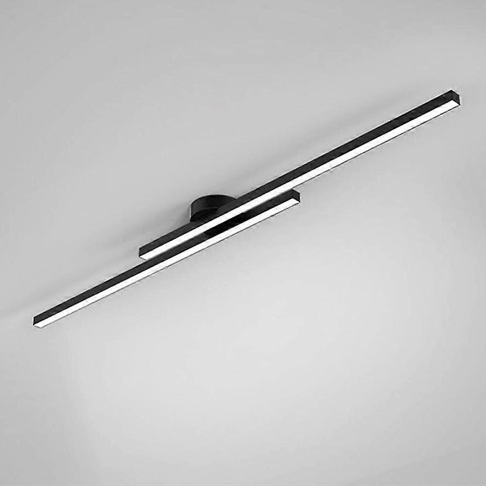 LED Ceiling Light Long Strip Semi-Flush Mount Minimalist Linear Ceiling Light 6000K Black 90cm
