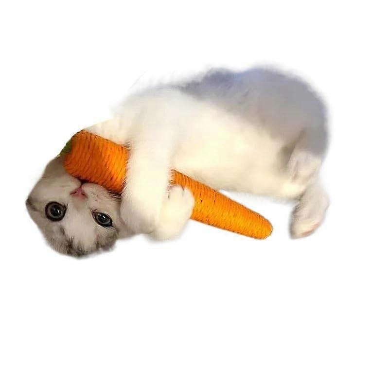 Cat Toy Simulation Carrot Sounding for Kittens Dogs Sisal Teeth Grinding Squeaking Interactive Cat Chew Toy Pet Supplies (22CM)