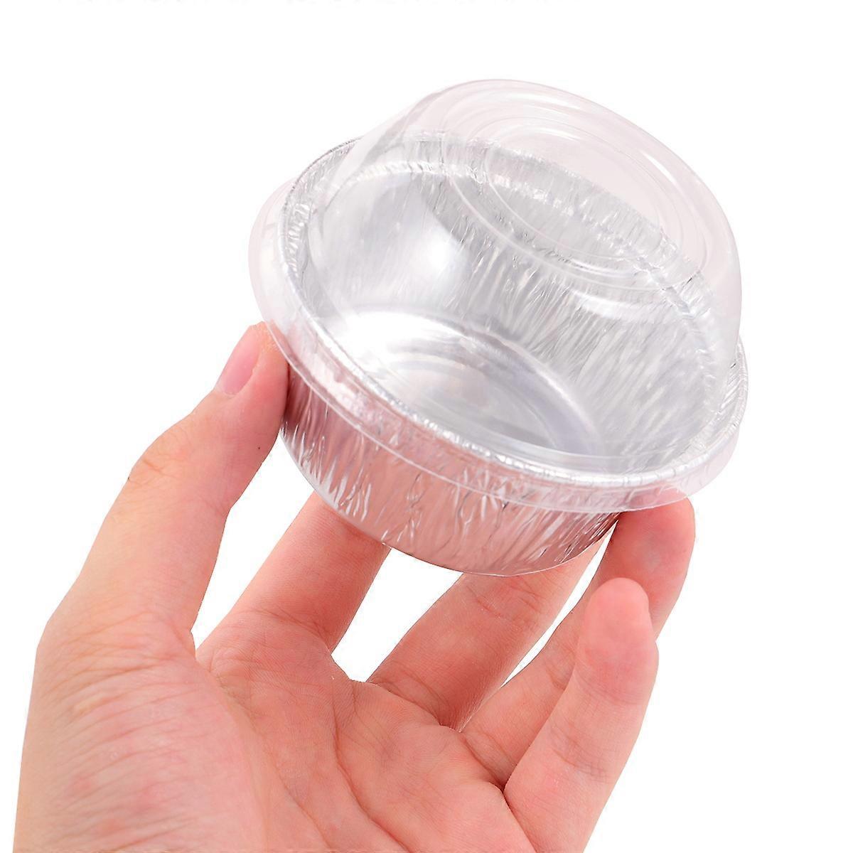 Foil Containers with Lids Fast Food Bowl Heat-Resistant for Open Flame Heating 8.6X8.6X3.8CM 20Pcs