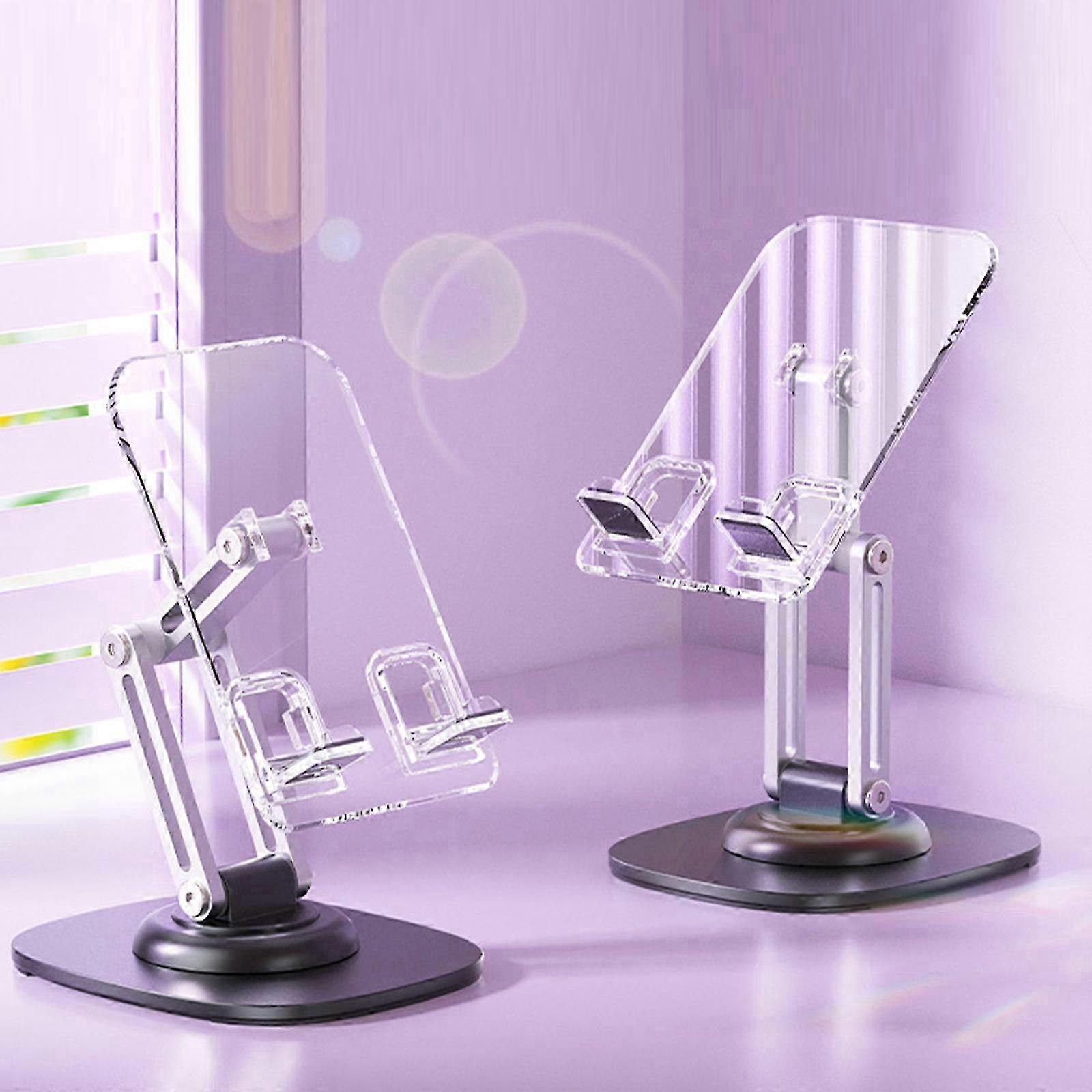 Suporte de telefone, suporte de telefone acrílico para mesa 360 graus de rotação suporte do telefone celular com base de metal resistente, braço acrílico, compatível com a maioria dos telefones