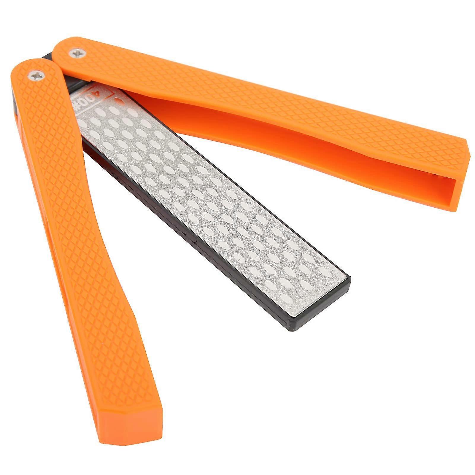 Double Sided Folding Knife Sharpening Stone 400 600 Grit, Portable Handheld Sharpener