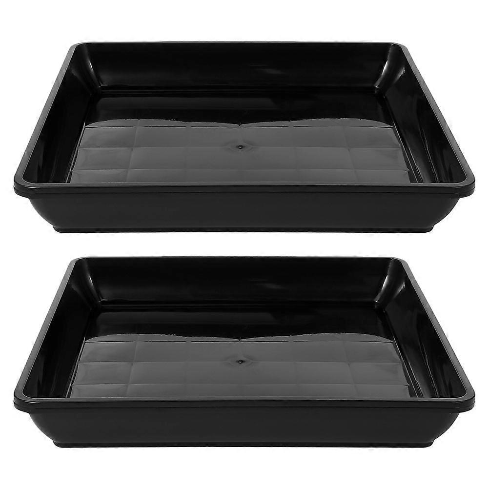 2pcs Durable Plant Saucers for Bonsai & Houseplants – Leakproof Floor Protection with Rectangular Drainage Design