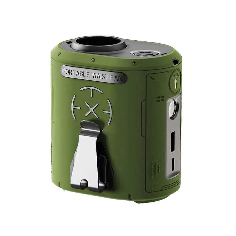 High-Speed Turbo Waist Hanging Fan Outdoor USB Power Bank High Wind Power Waist Hanging Fan Air Conditioner Green