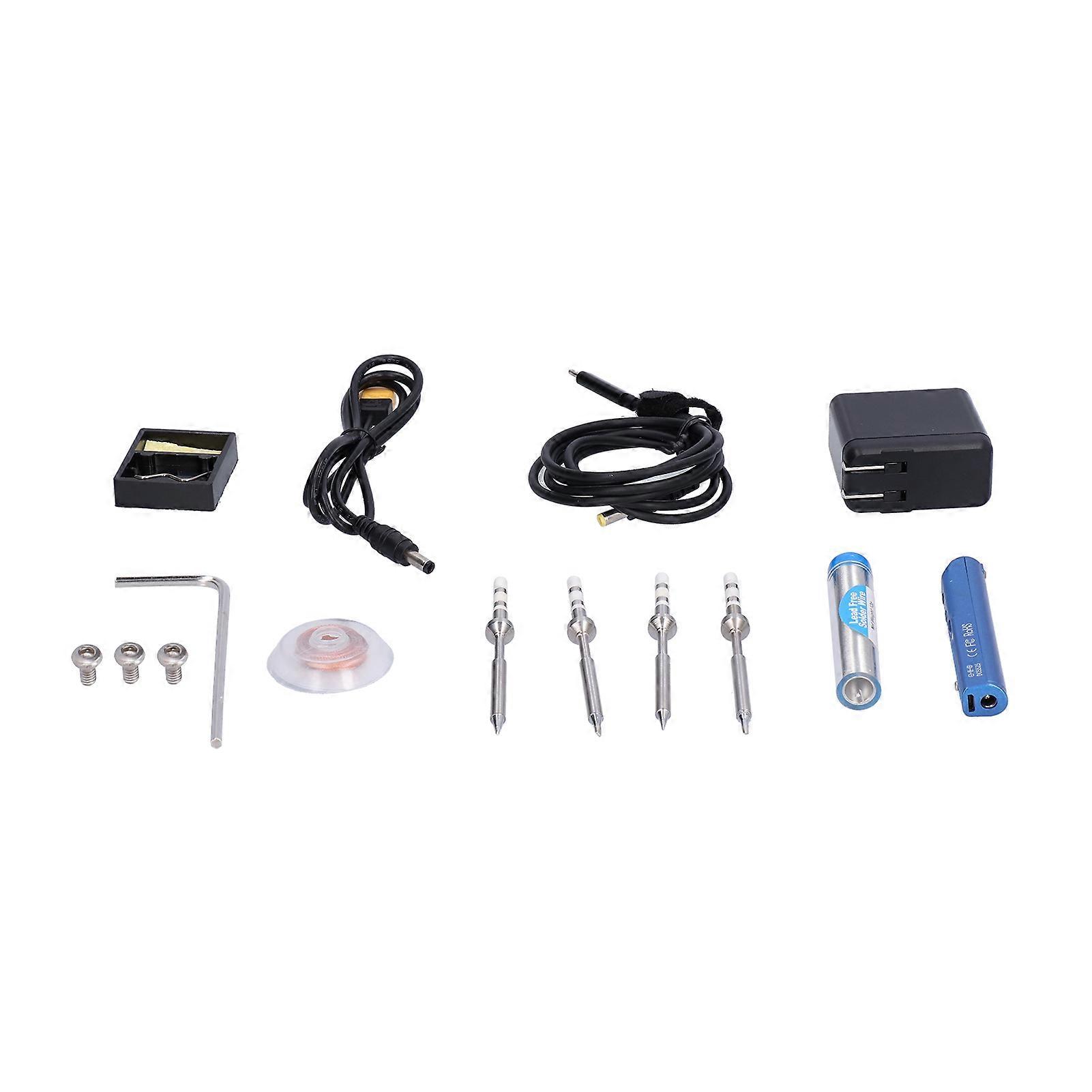 Electric Soldering Iron Kit Welding Supplies with Power Adapter SQ‑001 Blue