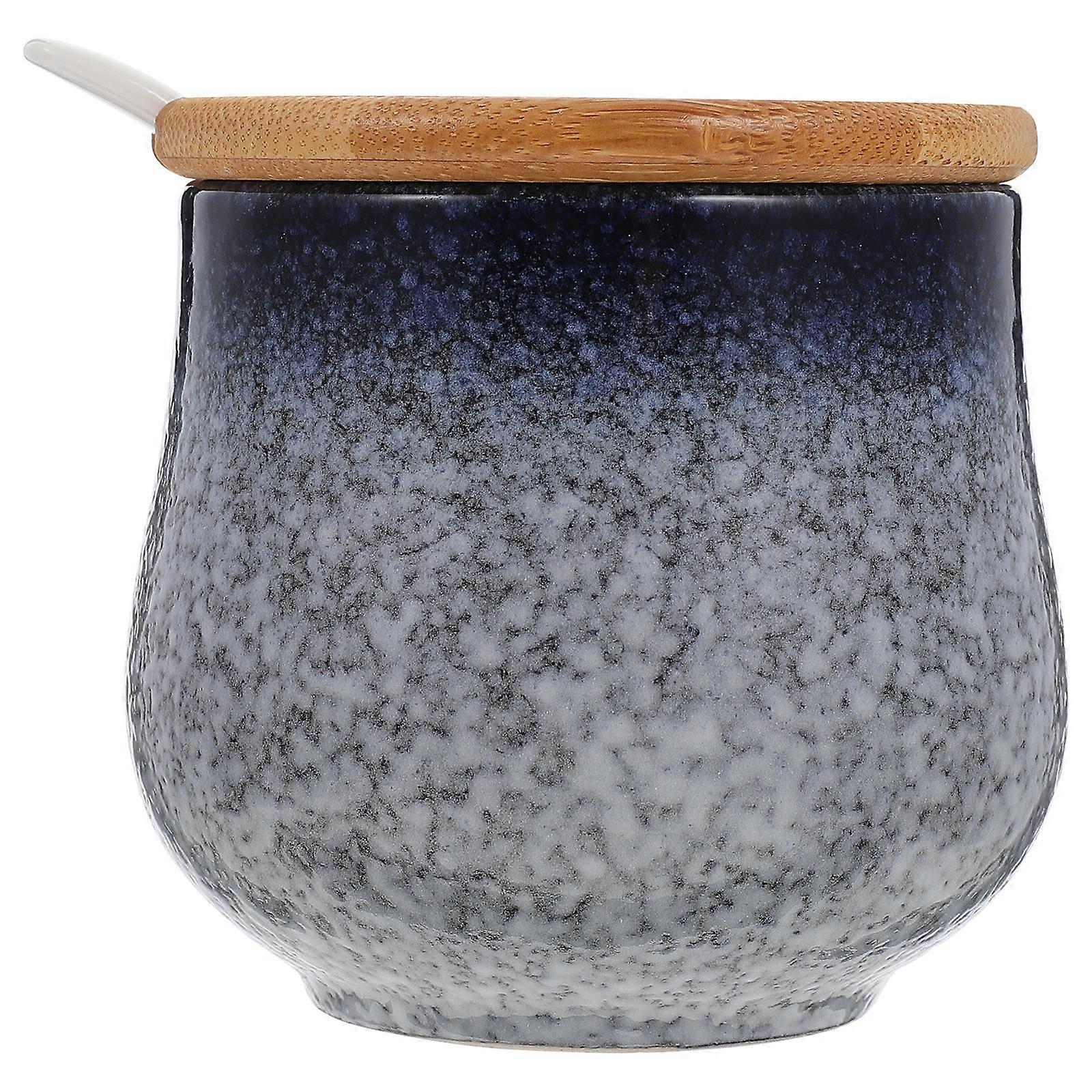 Seasoning Pot Ceramic Spice Storage Temperature Resistance Home Use Kitchenware 3.1×3.1×3.1in 1Set
