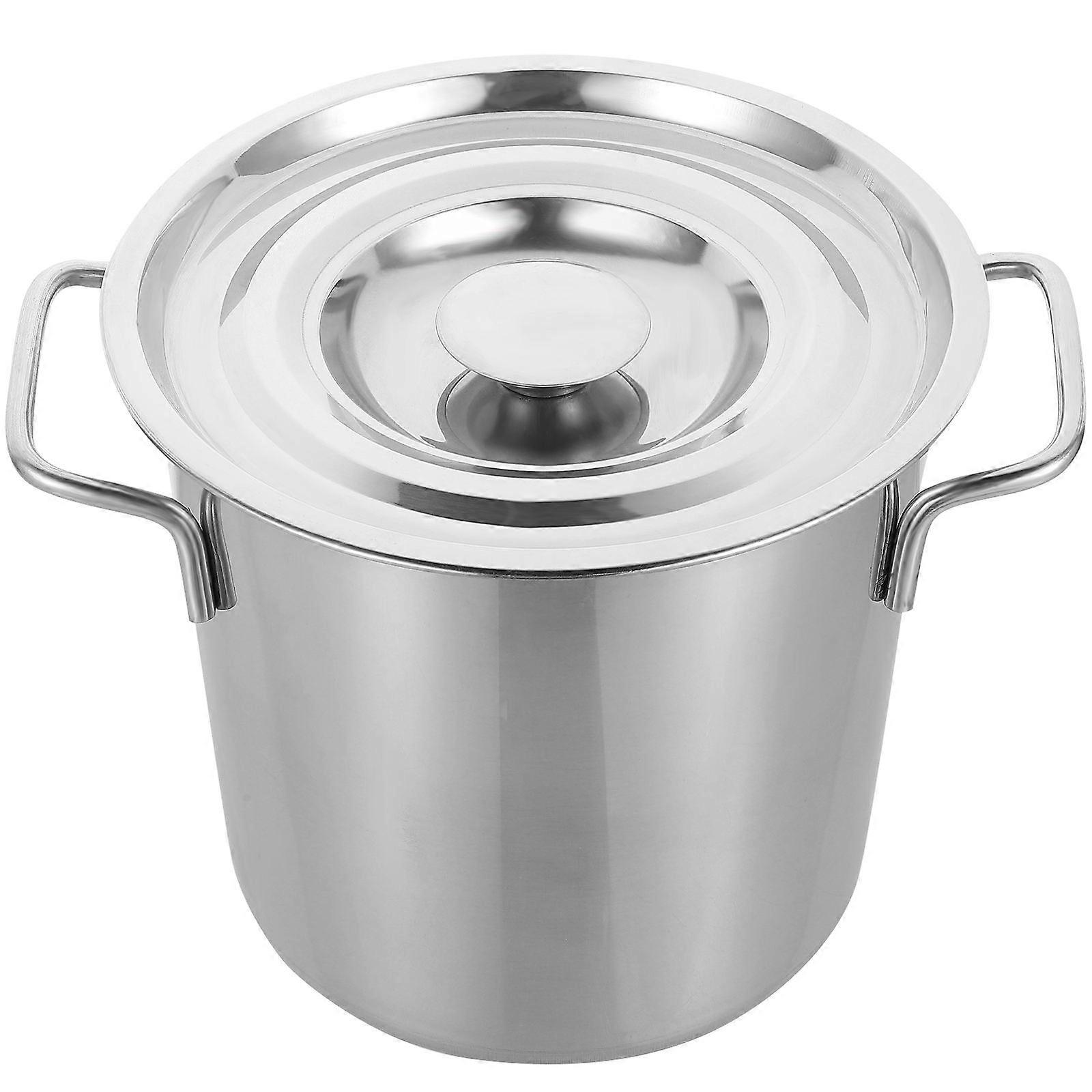 Stainless Steel Soup Pot with Lid for Induction Cooking – Kitchen Cookware with Double Handle Design for Seafood Stews