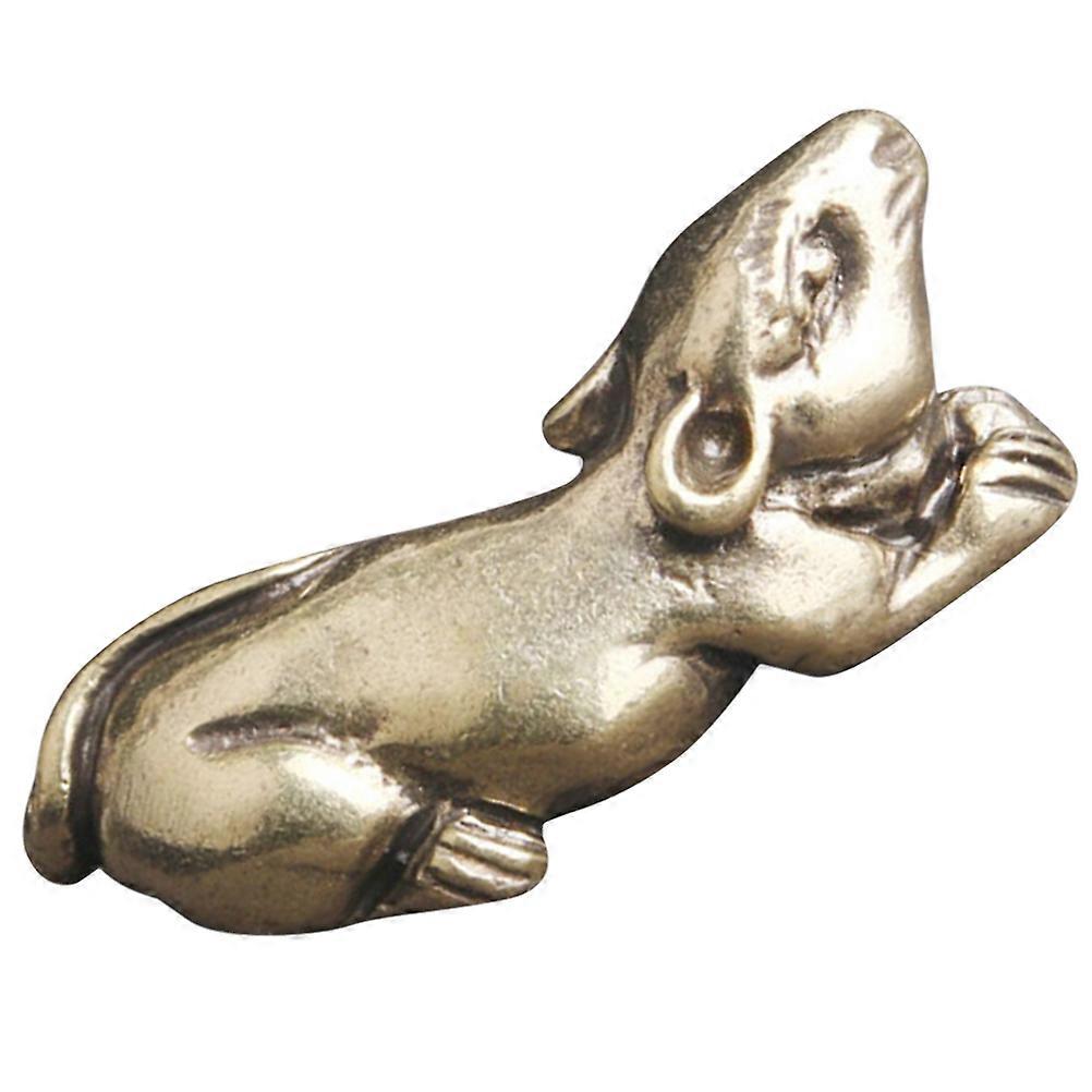 Brass Mouse Sculpture Retro Style Mouse Shape Collectors Art Enthusiasts 1Set