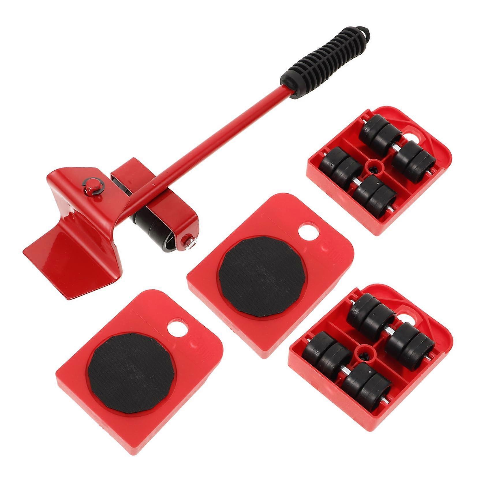 Moving Roller Tool Set for Heavy Furniture, Plastic Dolly Mover with Castors, Red Gliders for Easy Transport and Lifting