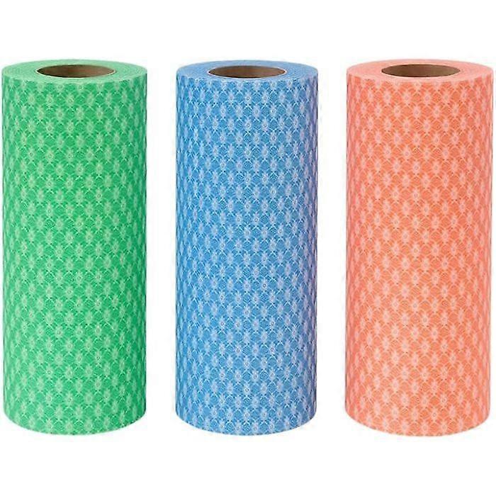 Pack of 2 Rolls of 50 Washable Reusable Non-Woven Multi-Purpose Absorbent Wipes Random Color