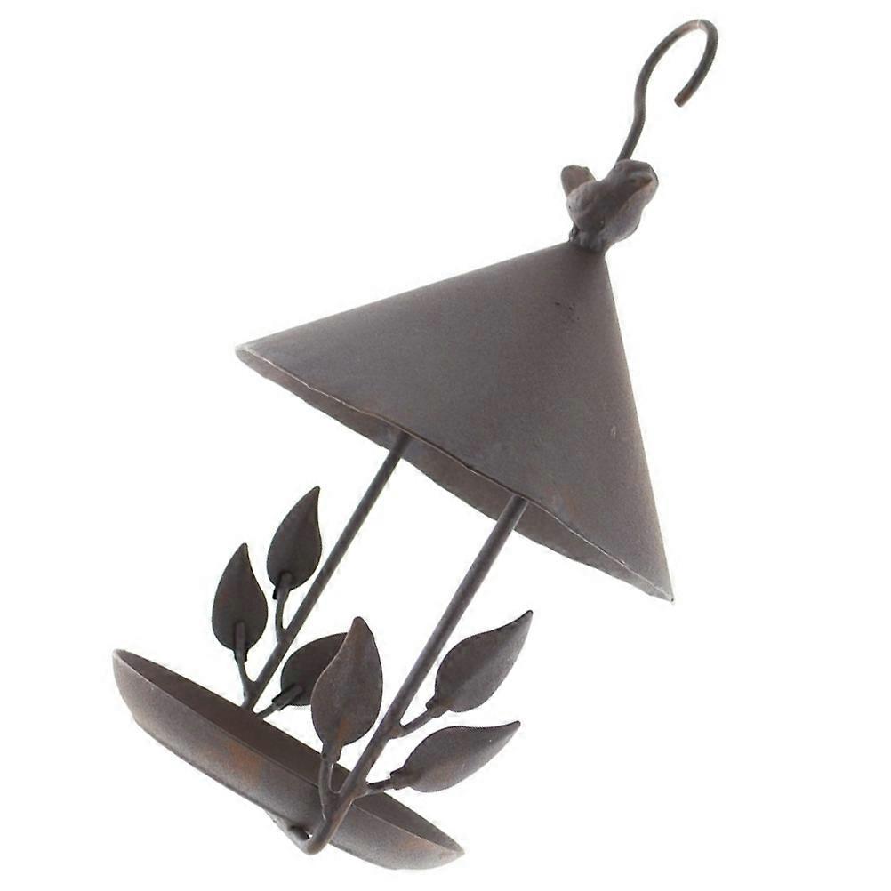 Wild Parrot Feeder Iron Art Hanging Bird Feeder Dome Shaped Roof Coffee 27x16cm Attract Wild Birds 1Set