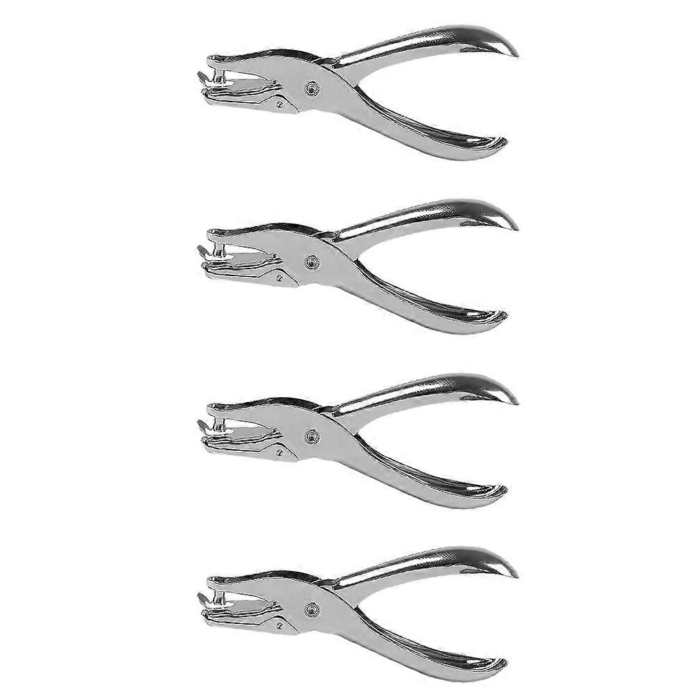 Handheld Puncher Multifunctional Hole Punch Machines Document Binding Silver 4Pcs
