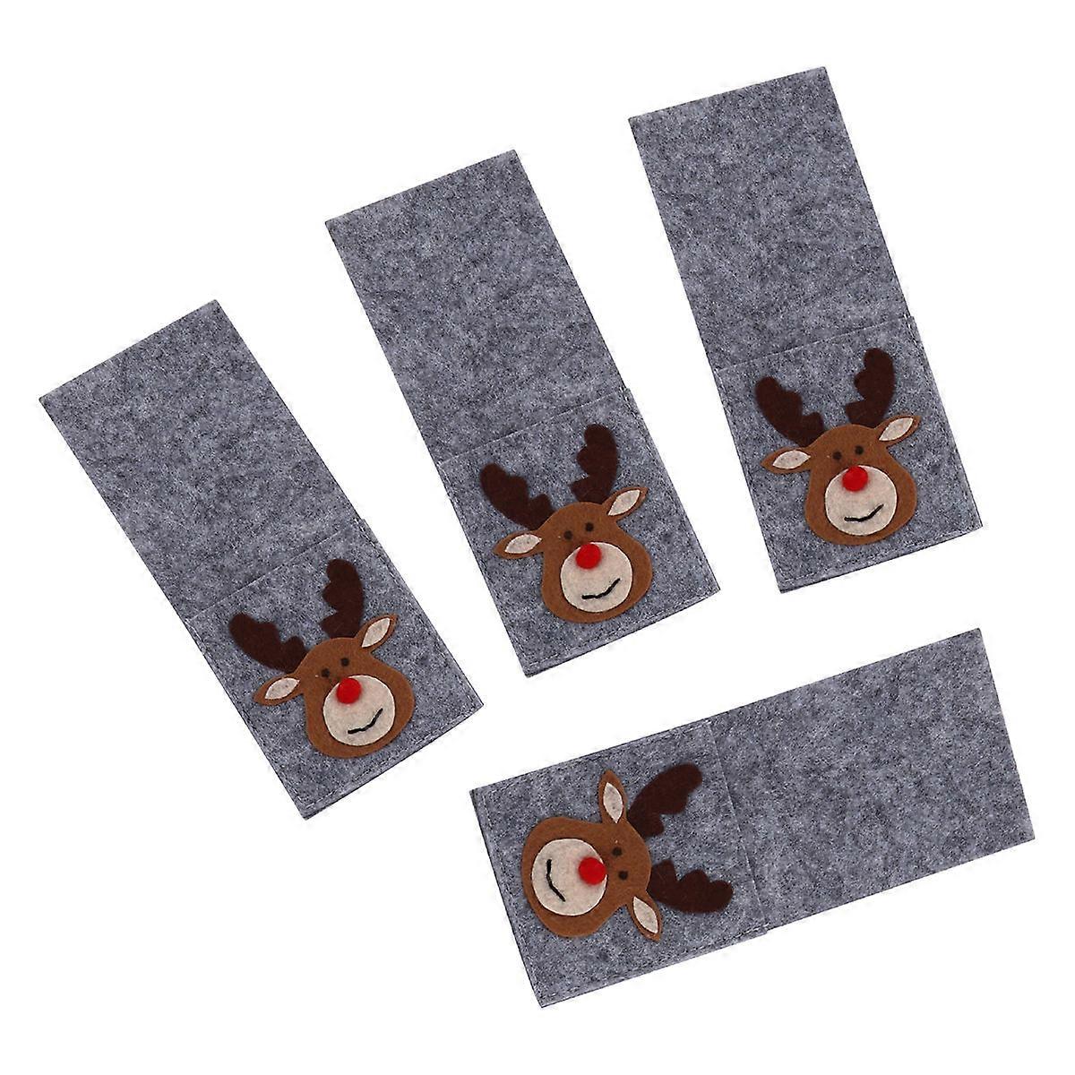 Xmas Table Decorations Chic Square Dinner Tool Set Cutlery Holders For Tables Grey Color Rich Design Lightweight 4Pcs