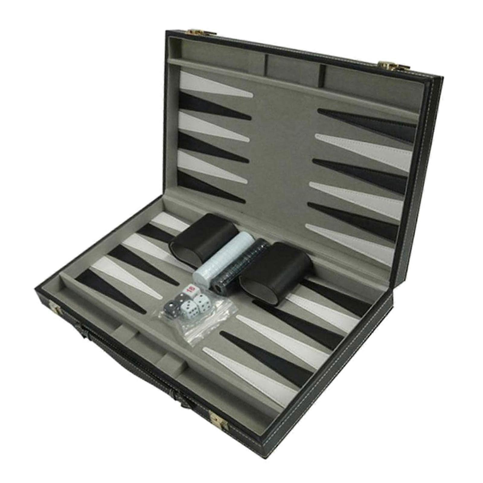 15 Inch Folding Backgammon Set with PU Leather Case, Portable Travel Board for Easy Play, Lightweight and Durable Design