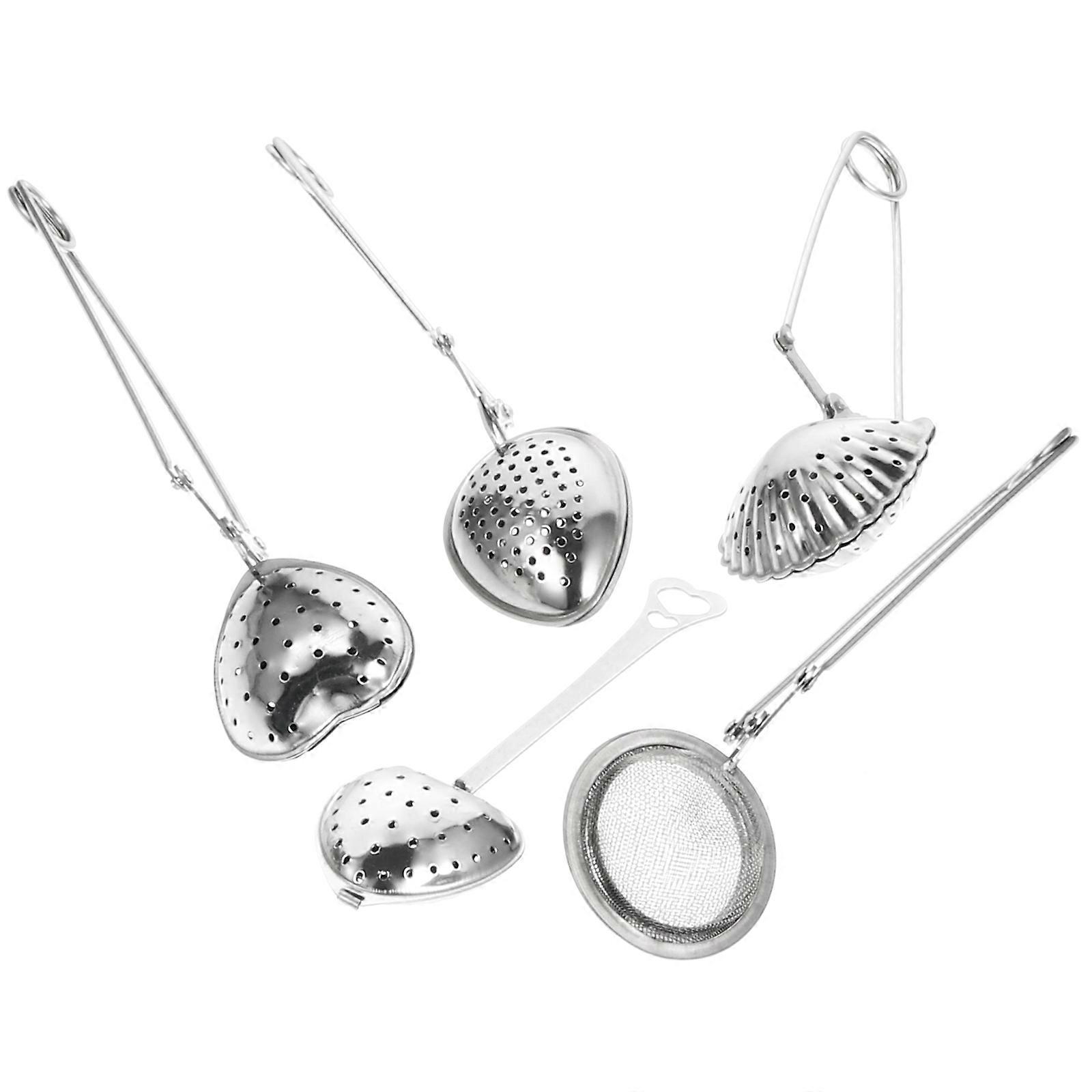 Reusable Coffee Tea Filter 5Pcs Scallop Shape Stainless Steel Dishwasher Safe For Home Cooks Tea Lovers