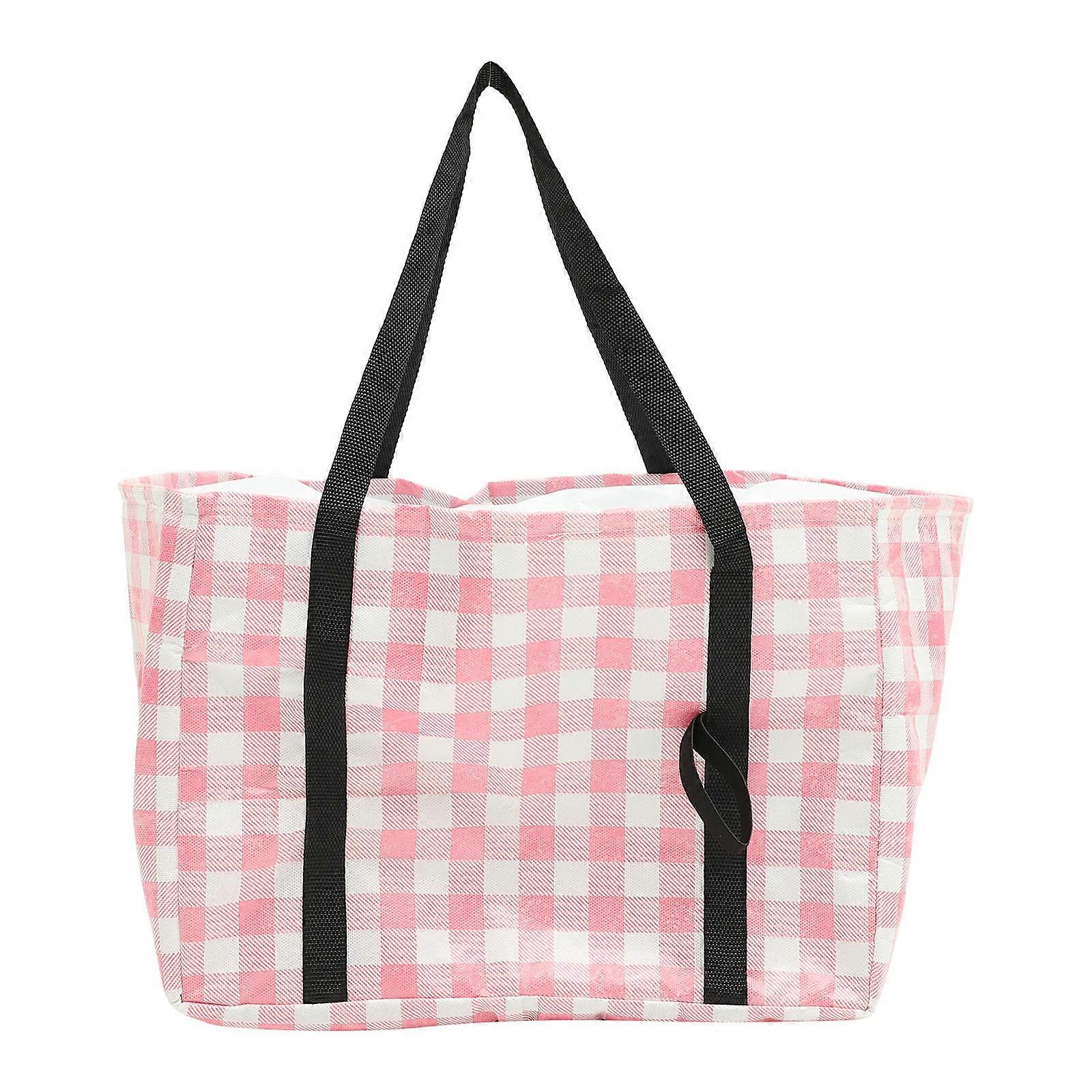 Pink Foldable Insulated Picnic Bag for Outdoor Use with Large Capacity and Drawstring Design Nonwoven Fabric
