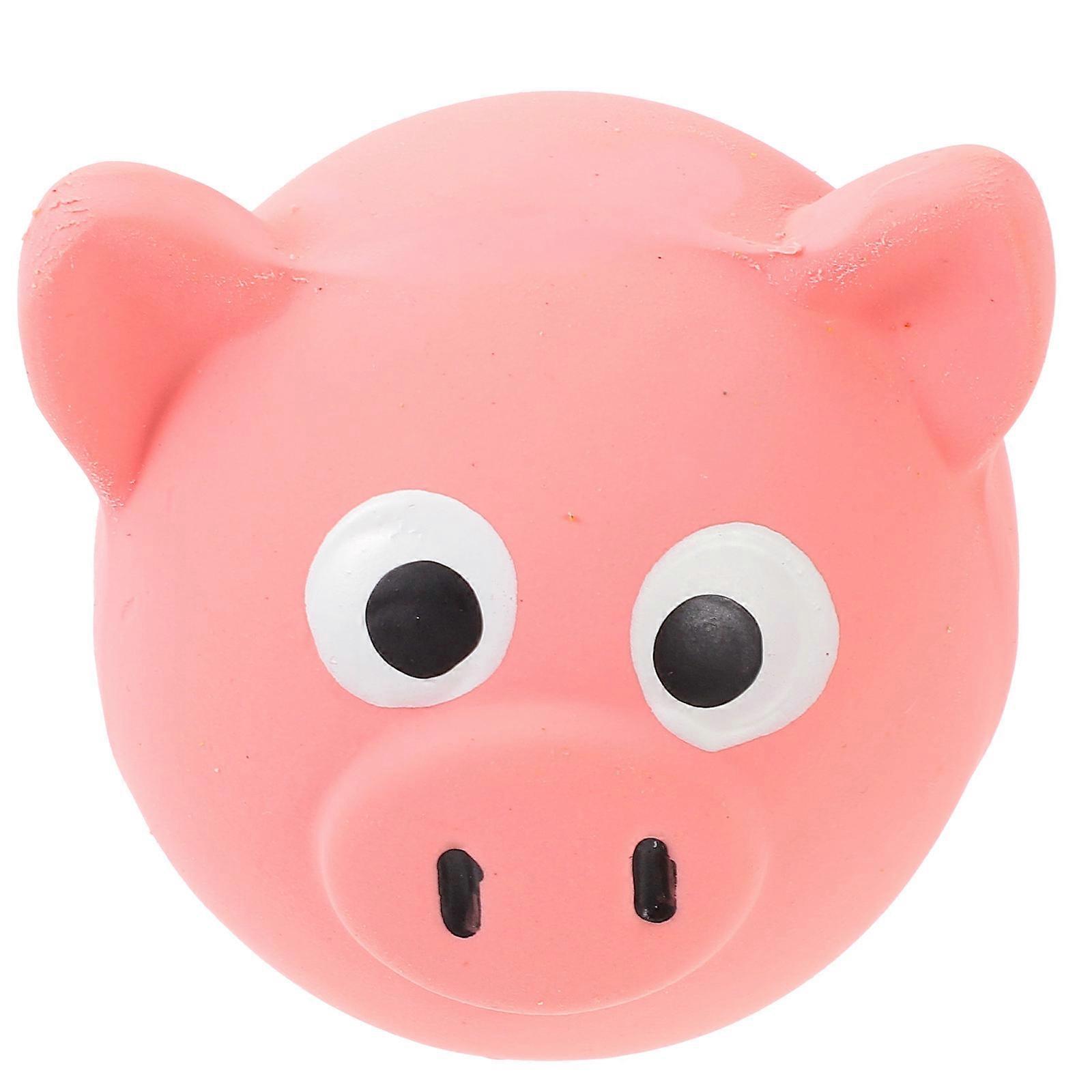 Pink Latex Pig Head Squeaky Dog Toy for Small Dogs Easy to Clean Interactive Pet Use