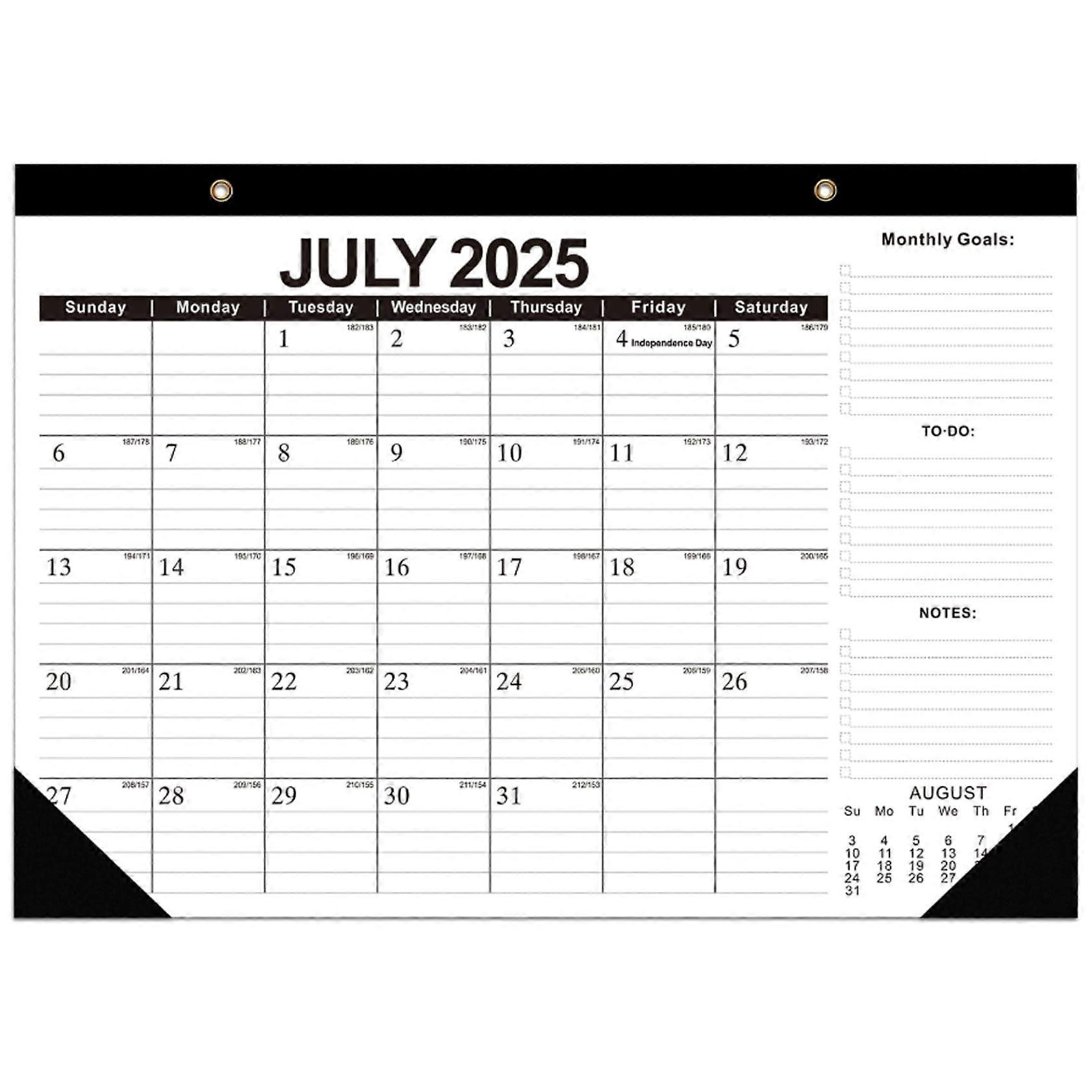 Desk Calendar 2025-2026, 17x12in Hanging Wall Calendar with To-Do List and Notes, Corner Protection for Home Office and School