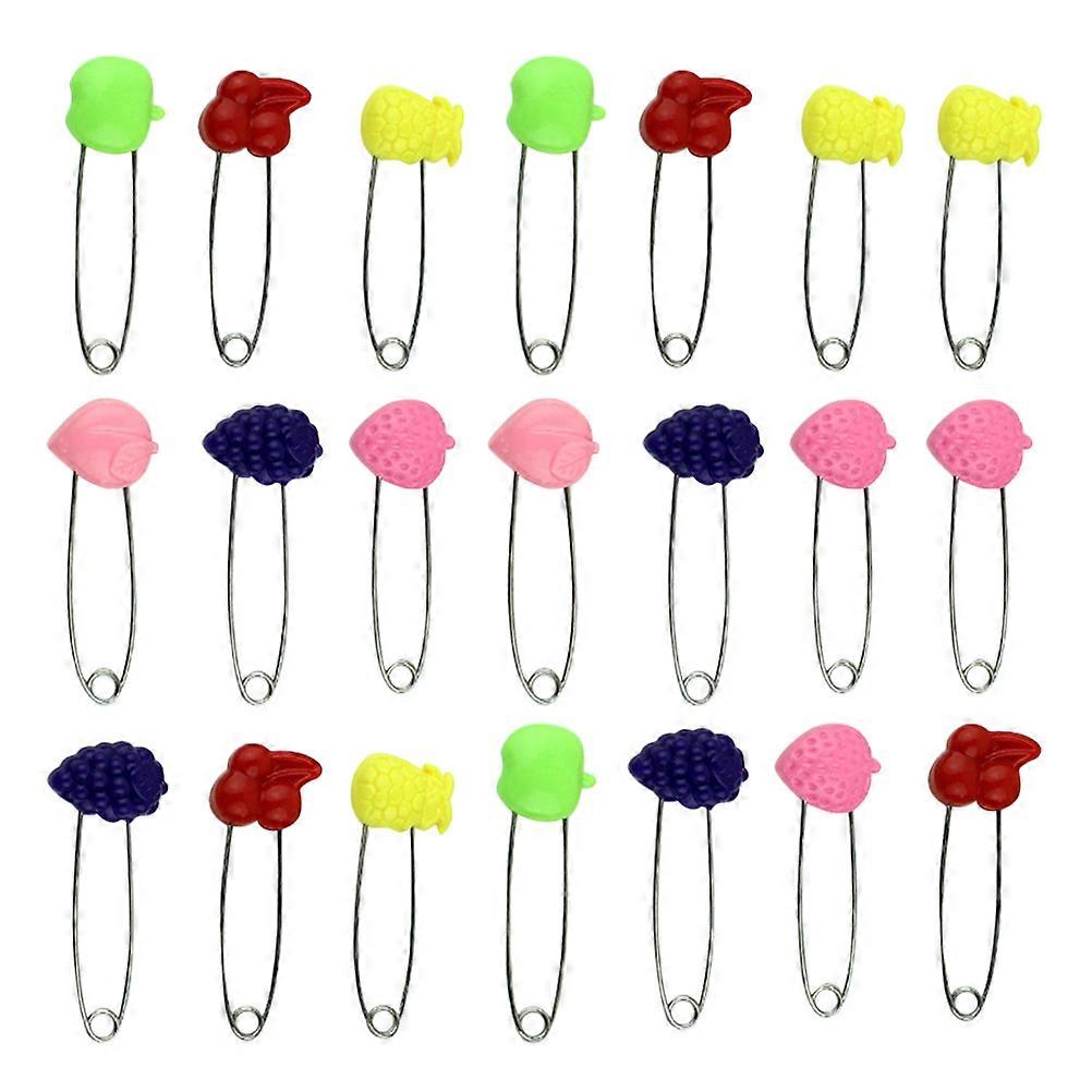 50pcs Safety Diaper Pins with Fruit Patterns for Babies in Assorted Colors Made of ABS