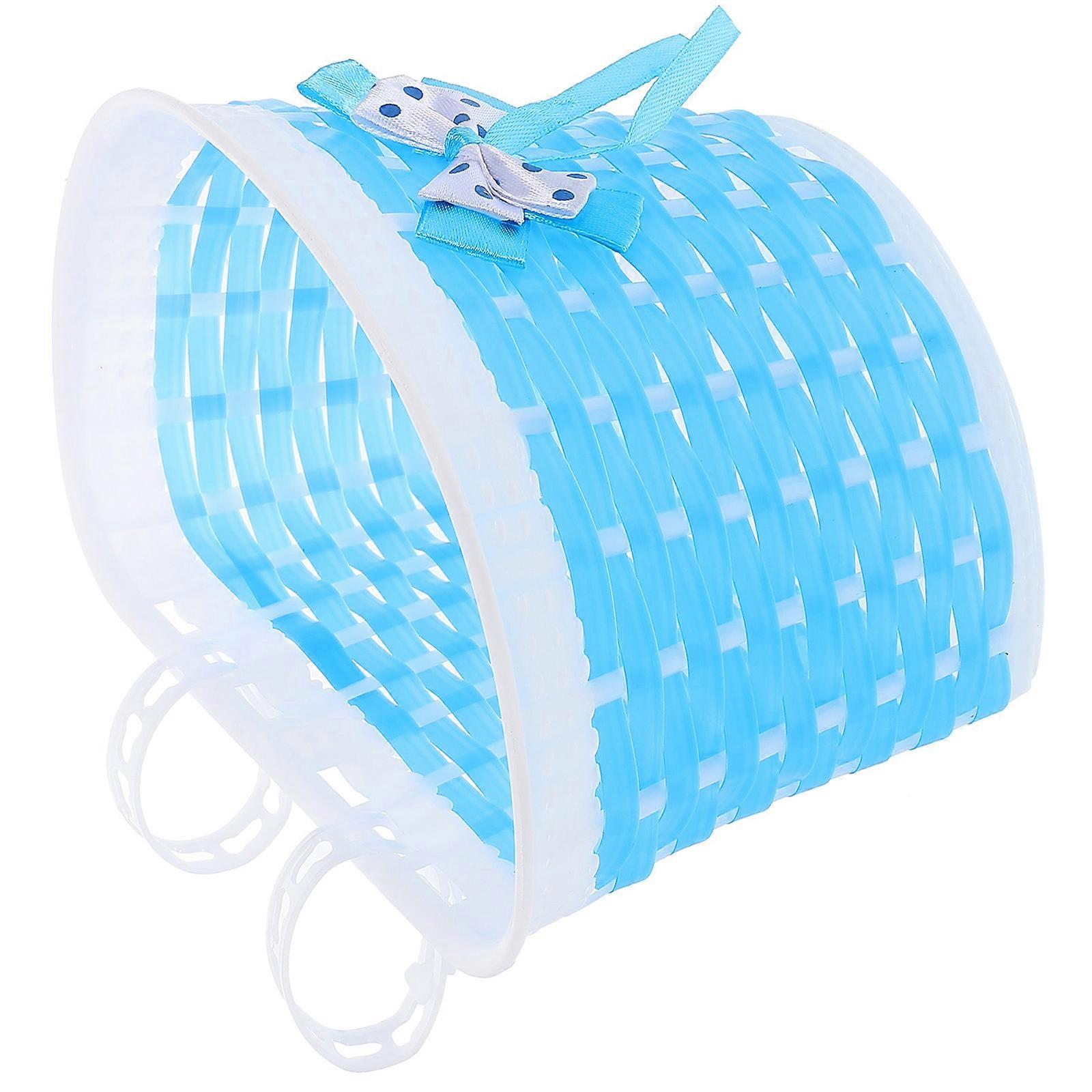 Front Handlebar Bike Basket Woven Plastic Design with Knitted Bow for Bicycles, Electric Bikes and Scooters – Sturdy and Versatile for