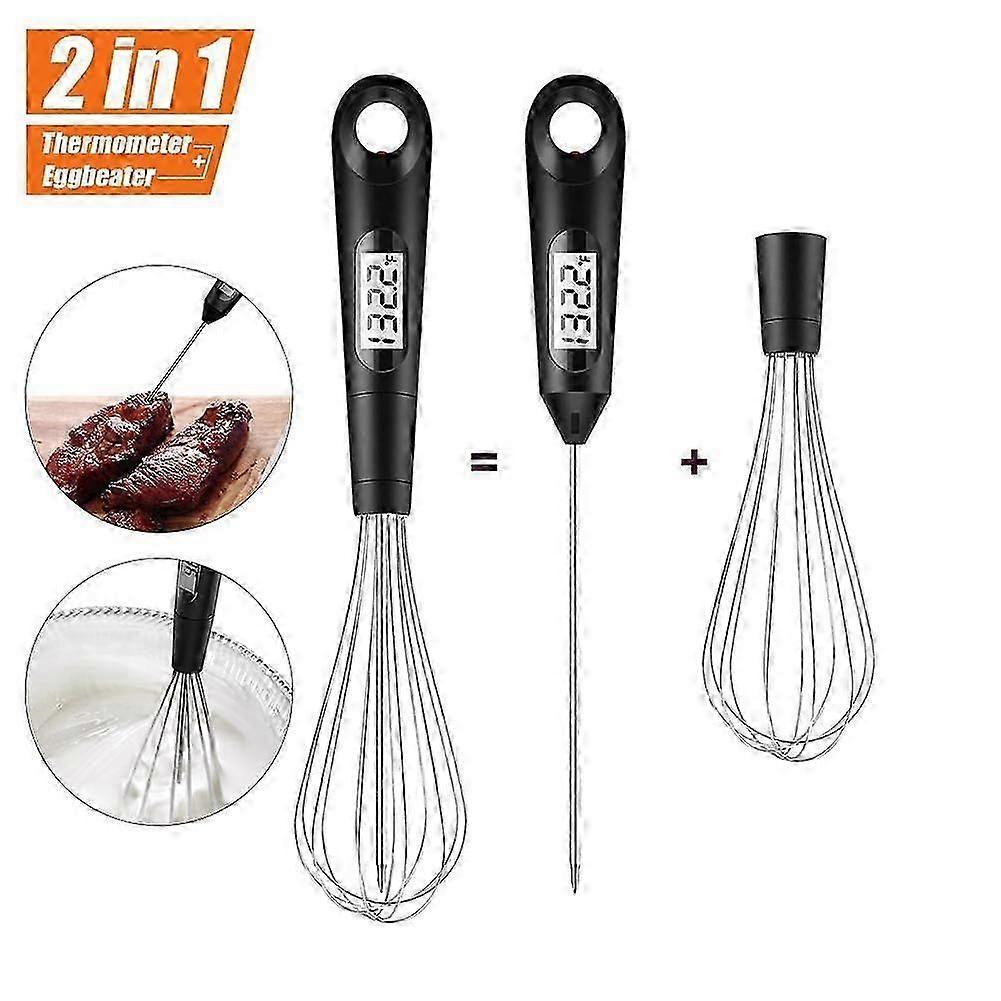 2 i 1 praktisk mattermometer digitalt kjøtttermometer eggvisp i rustfritt stål visp til hjemmelaget mat