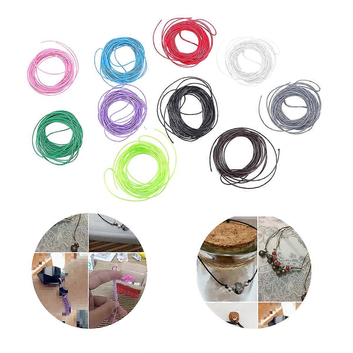 Craft Rope Cord Waxed Cotton Cords Assorted Color 5M 1mm Diameter String Beading Hand Sewing 10Pcs