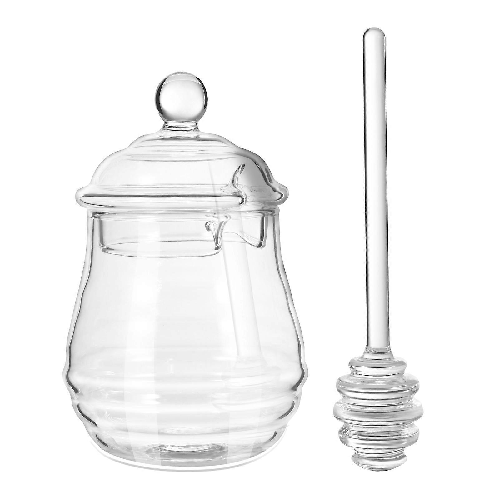 BESTONZON 250ml Glass Honey Jar with Dipper and Lid Clear Honey Container for Kitchen Use
